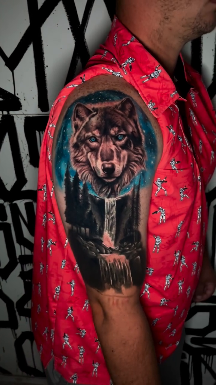Realism tattoo on the upper arm by Nick Andrade Las Vegas Tattoo Artist
