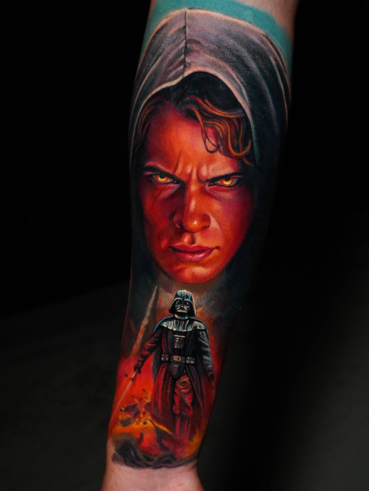Darth vader realism tattoo on the forearm by Luis Gil