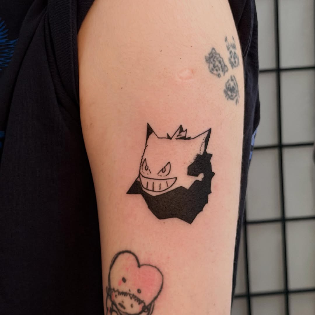 Tattoo by @woodniptat — blackwork, anime