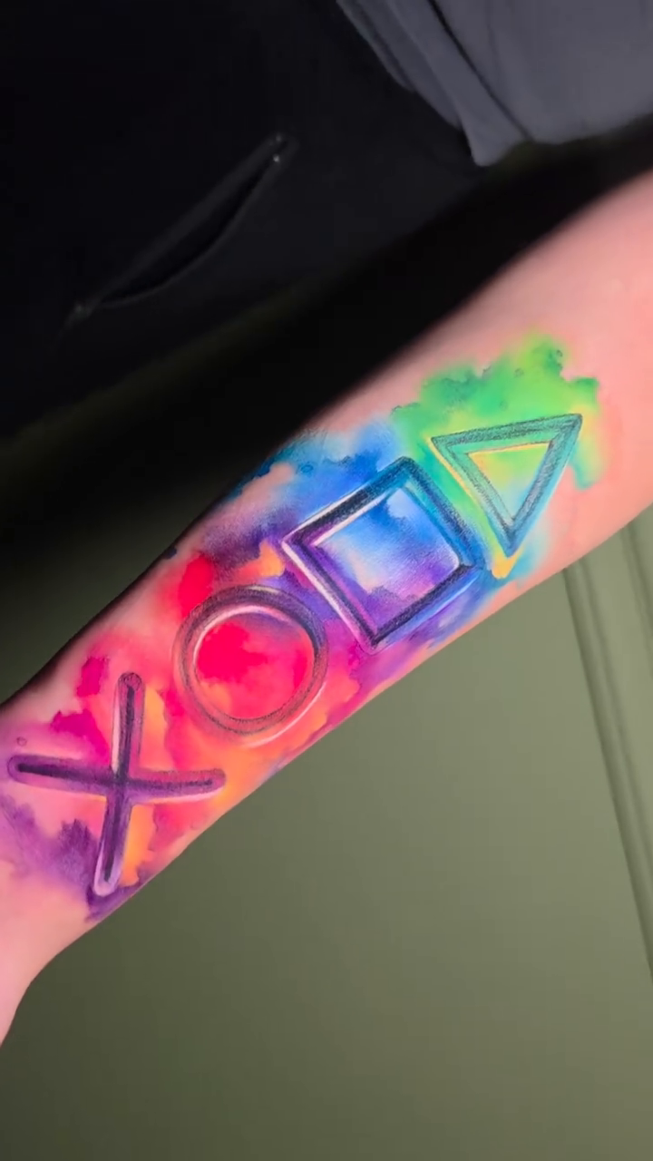 Tattoo by @thejorell — watercolor, geometric
