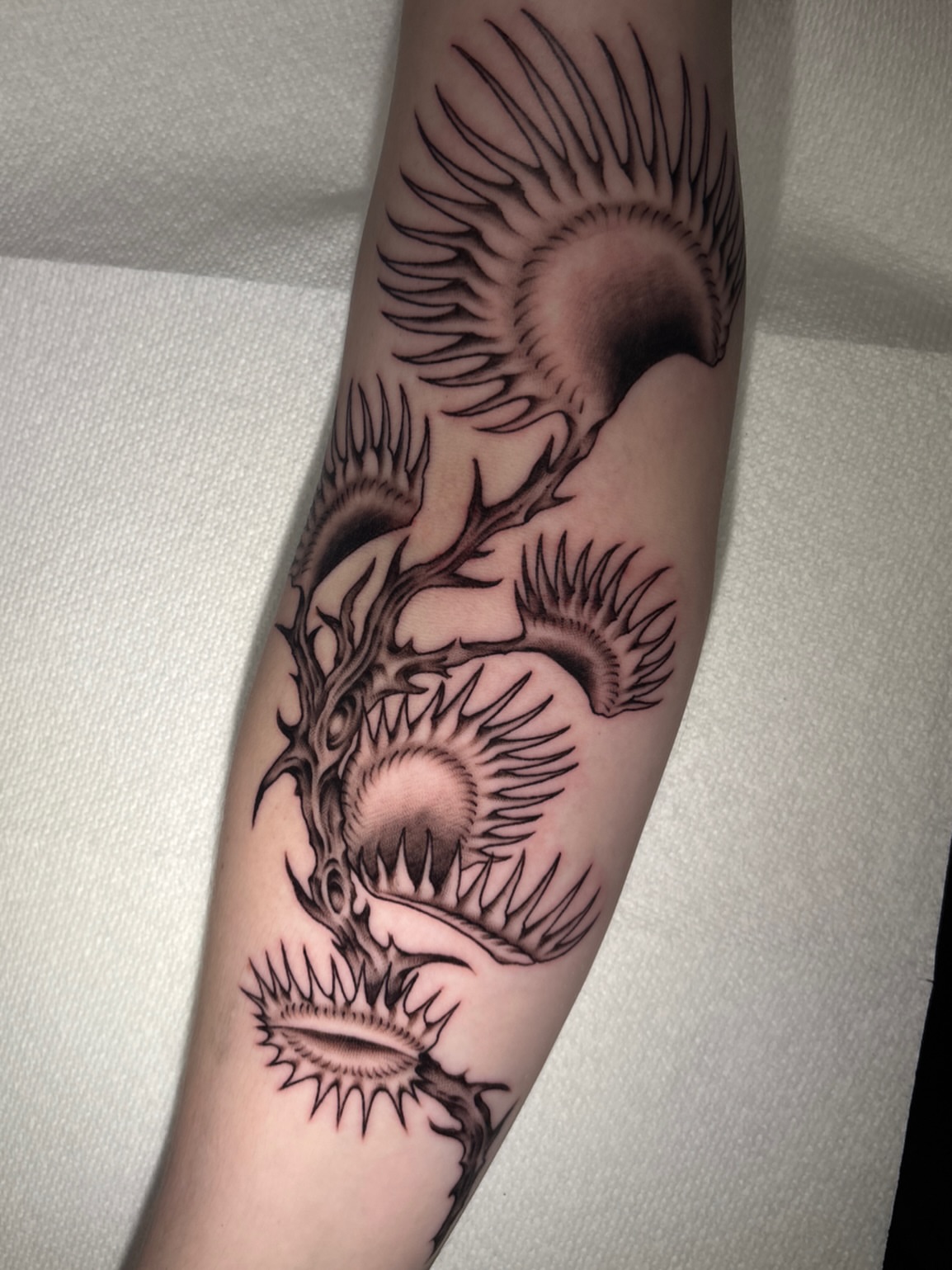 Tattoo by @mattelliotttattoos — black_and_grey, dark_realism