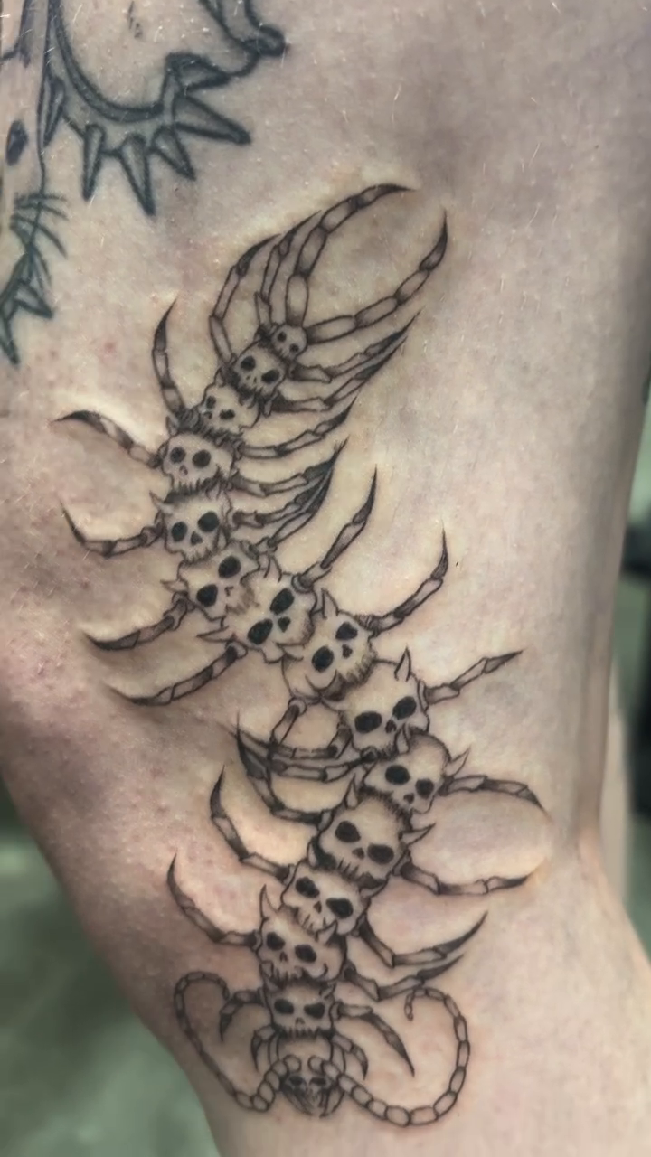 Tattoo by @sakurastabs — black_and_grey, dark_realism