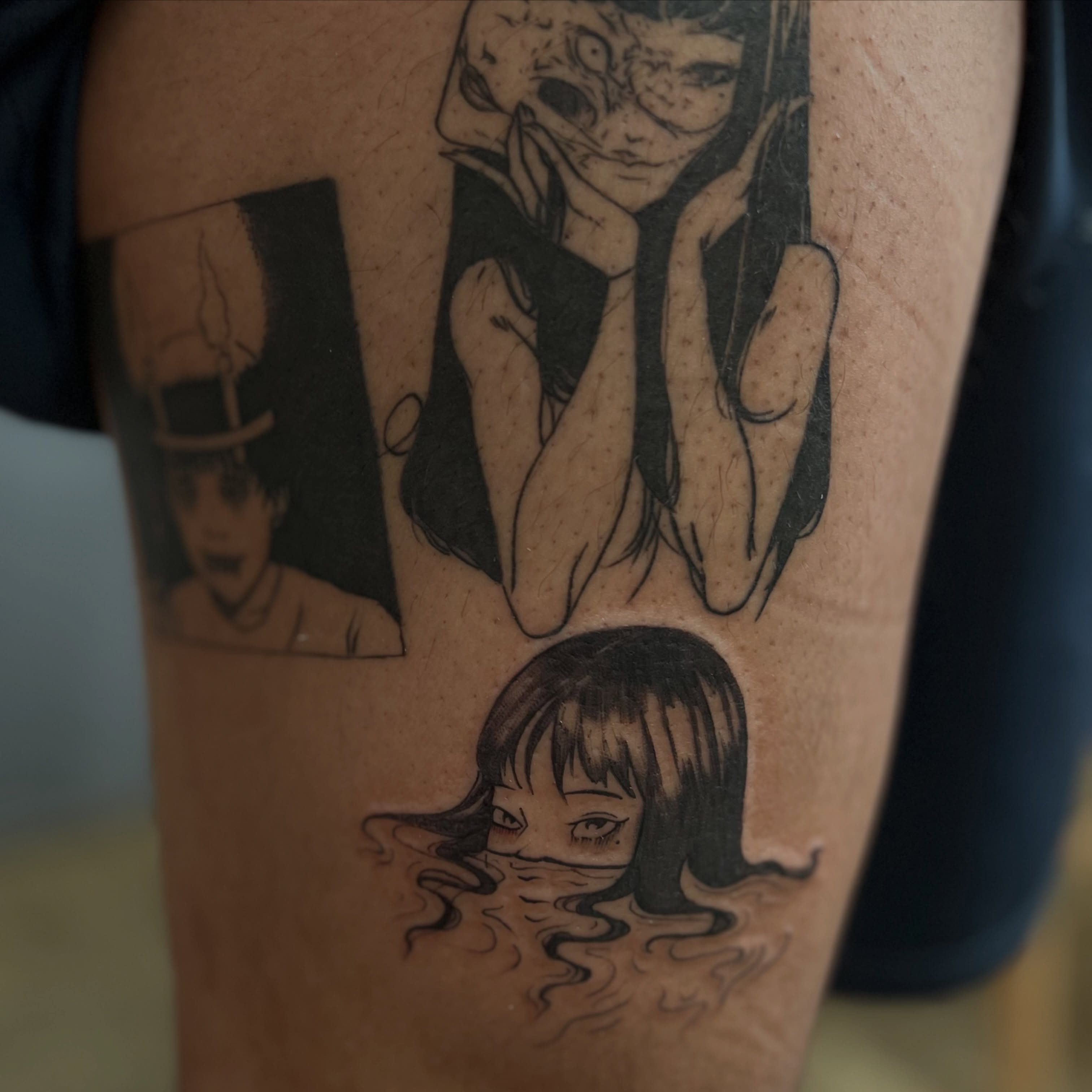 Tattoo by @divineink_nyc — anime, dotwork