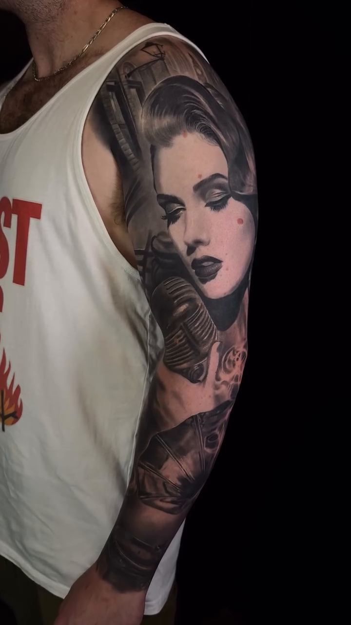 Tattoo by @gabpolflit_tattooartist — realism, black_and_grey