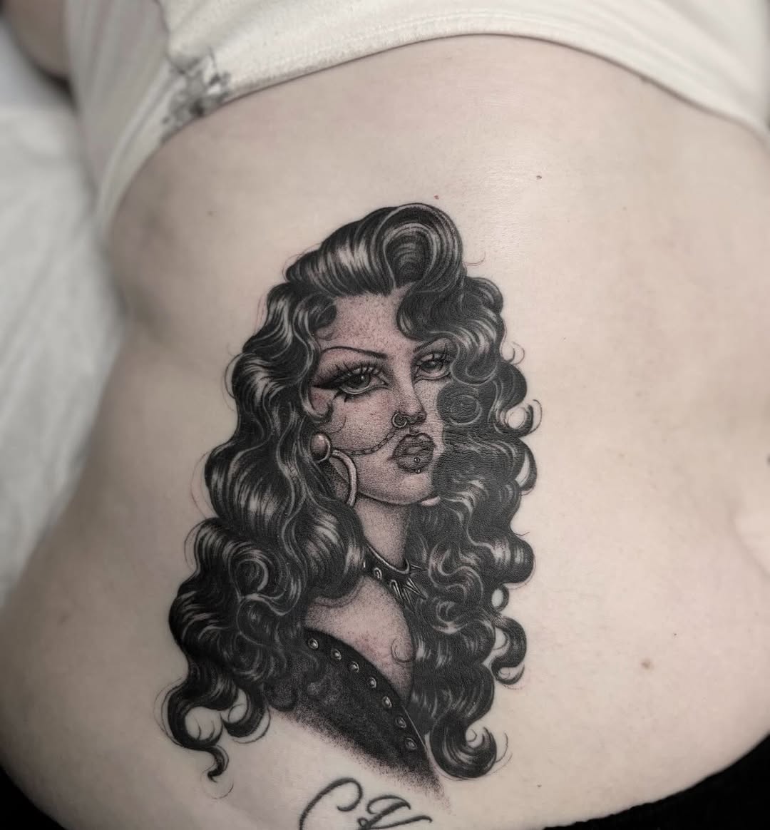 Tattoo by @baleriebees — black_and_grey, realism