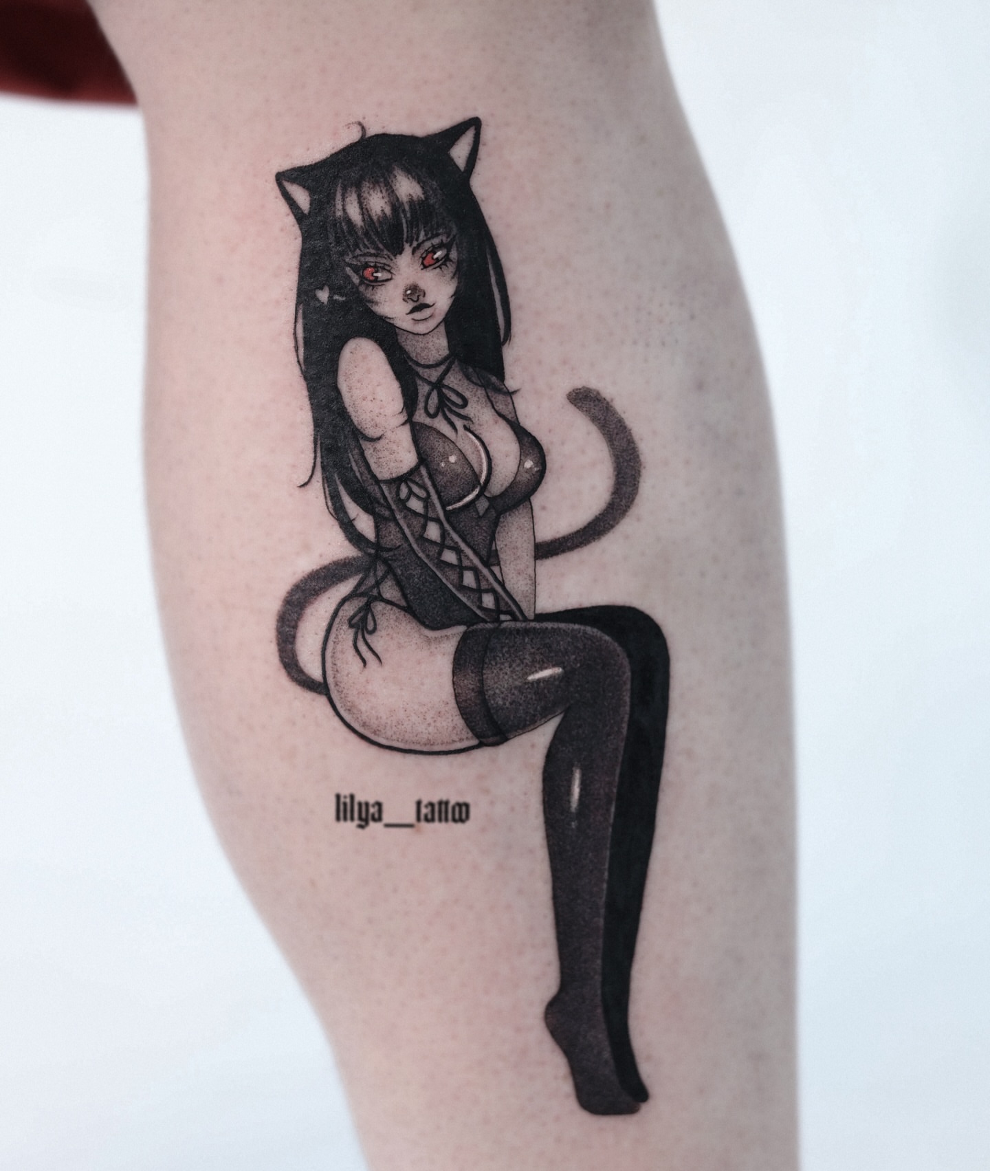 Tattoo by @lilya_tattoo — anime, dotwork
