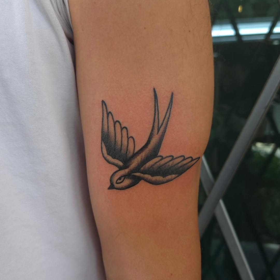 Tattoo by @cowboykaiju — american_traditional, black_and_grey