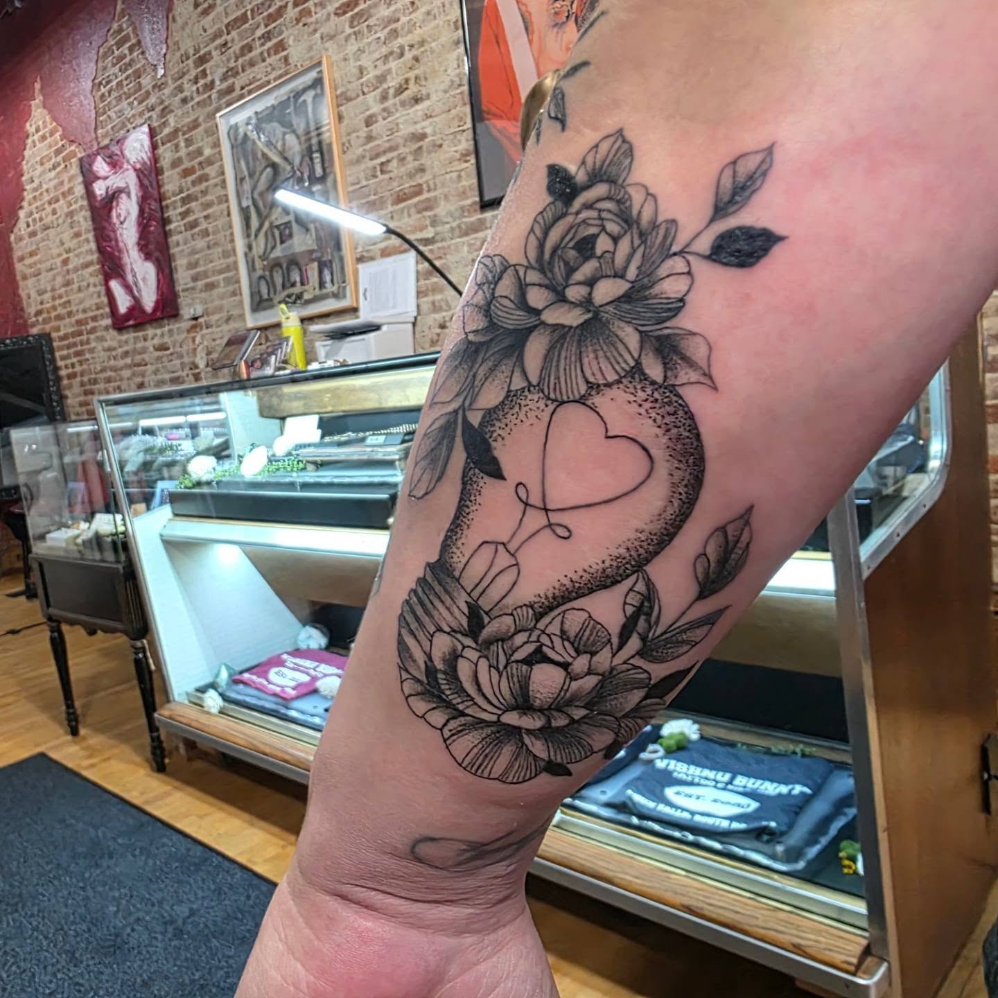 Tattoo by @bearthedemo — dotwork, black_and_grey