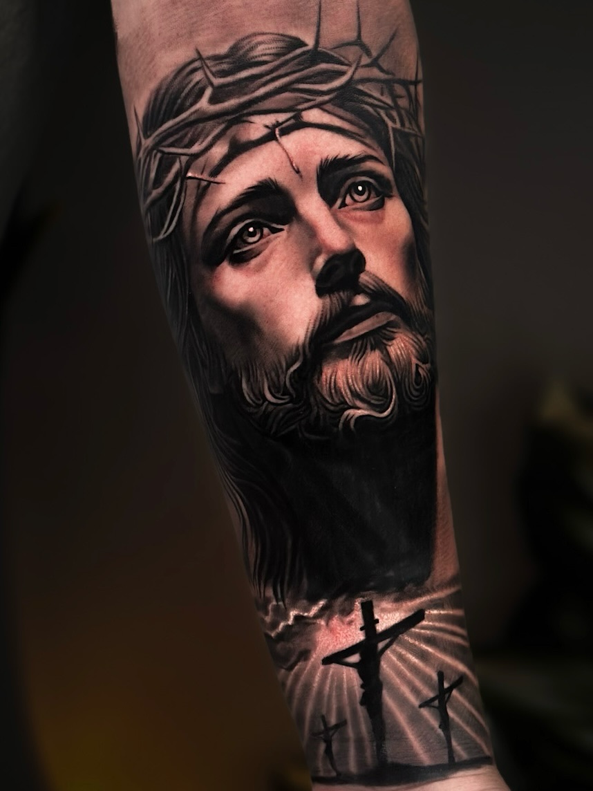 Realism tattoo on the forearm by Nathan, Charlotte, North Carolina