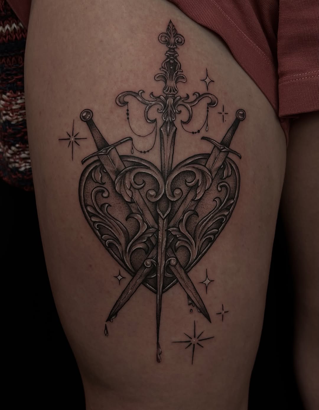 Tattoo by @pourriink — black_and_grey, ornamental