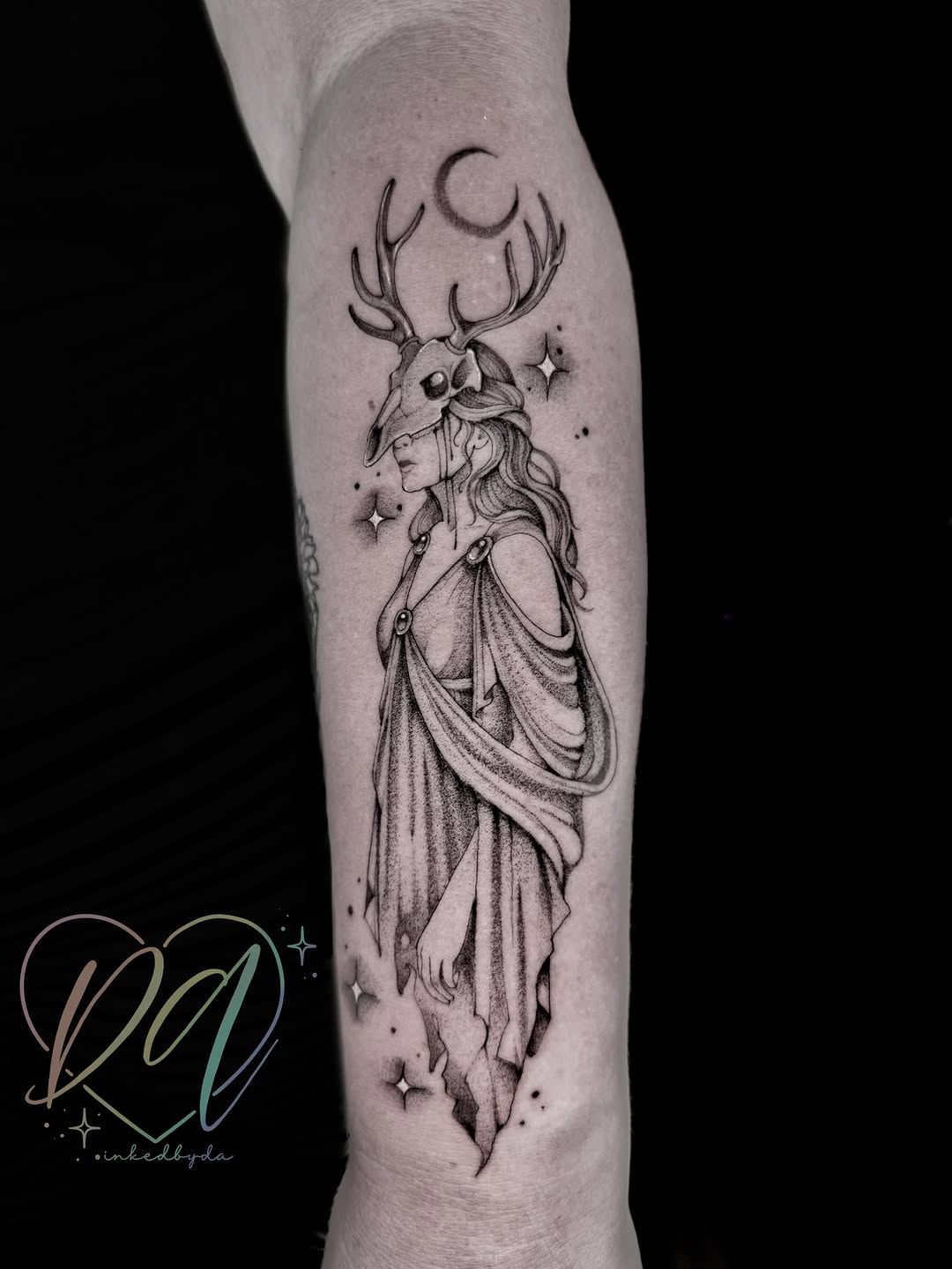 Tattoo by @inkedby_daltonalexandria — dotwork, black_and_grey