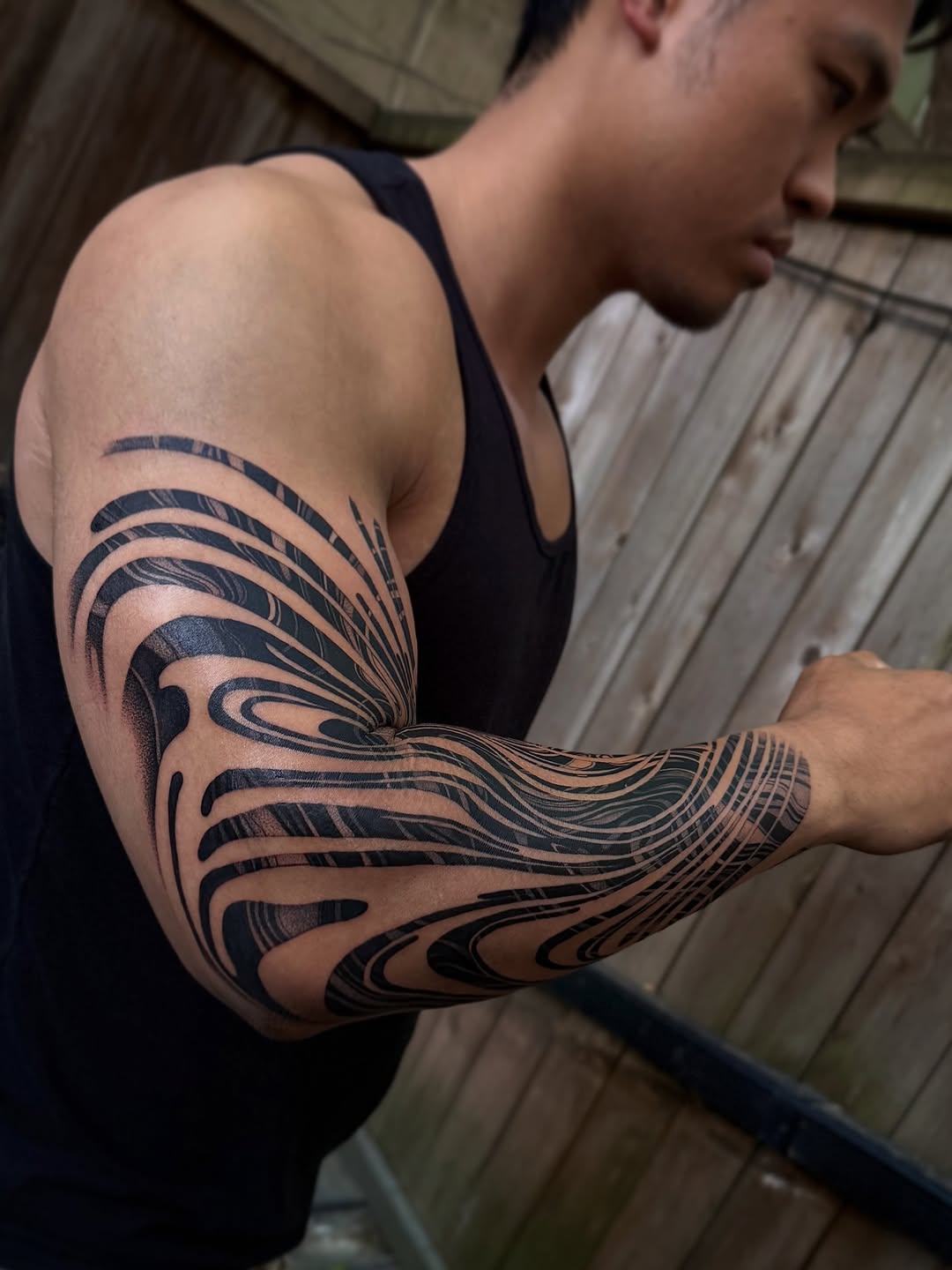 Tattoo by @voldblk — blackwork, geometric