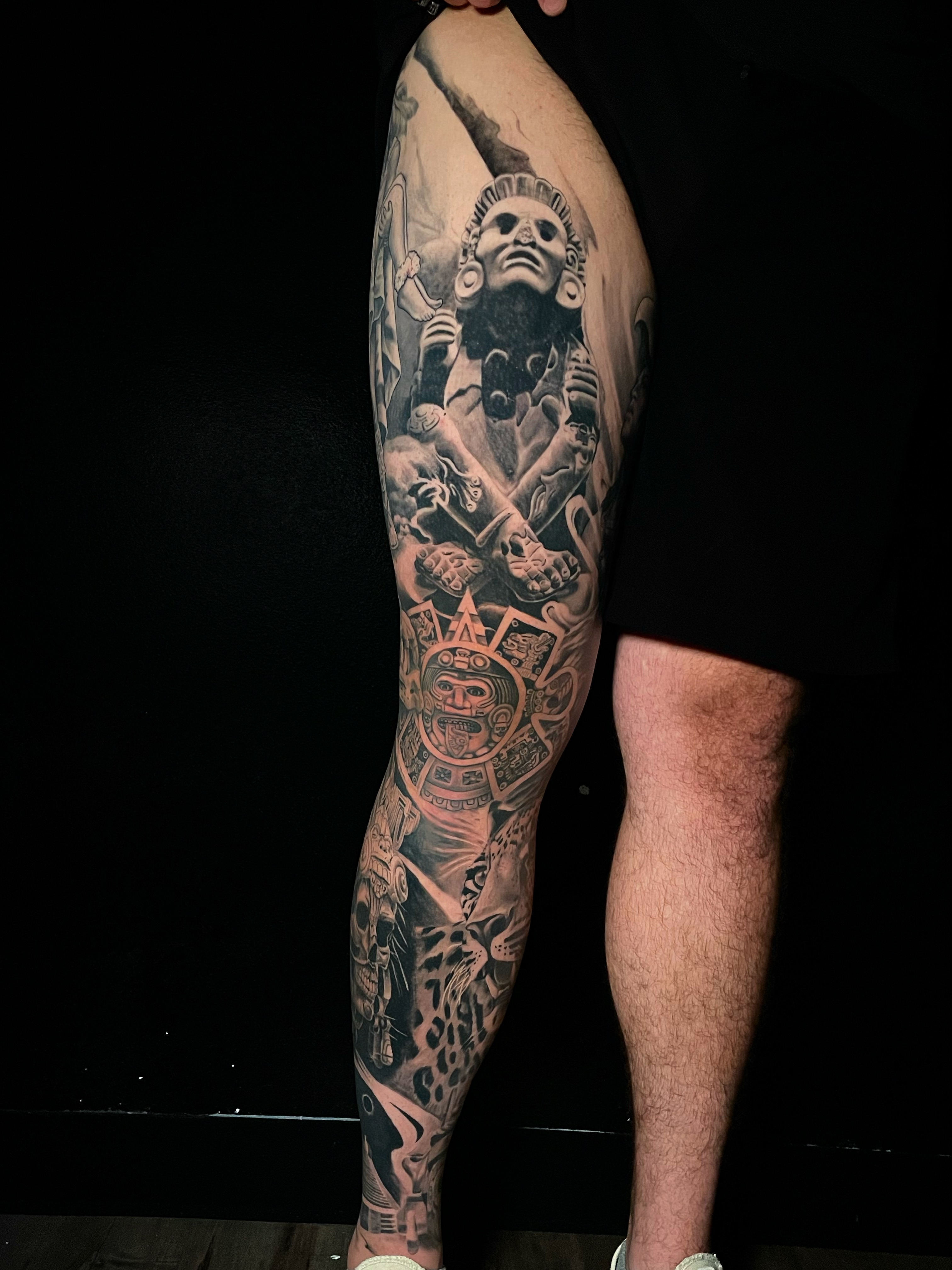 Ancient warrior realism tattoo on the forearm by Alex Ortiz