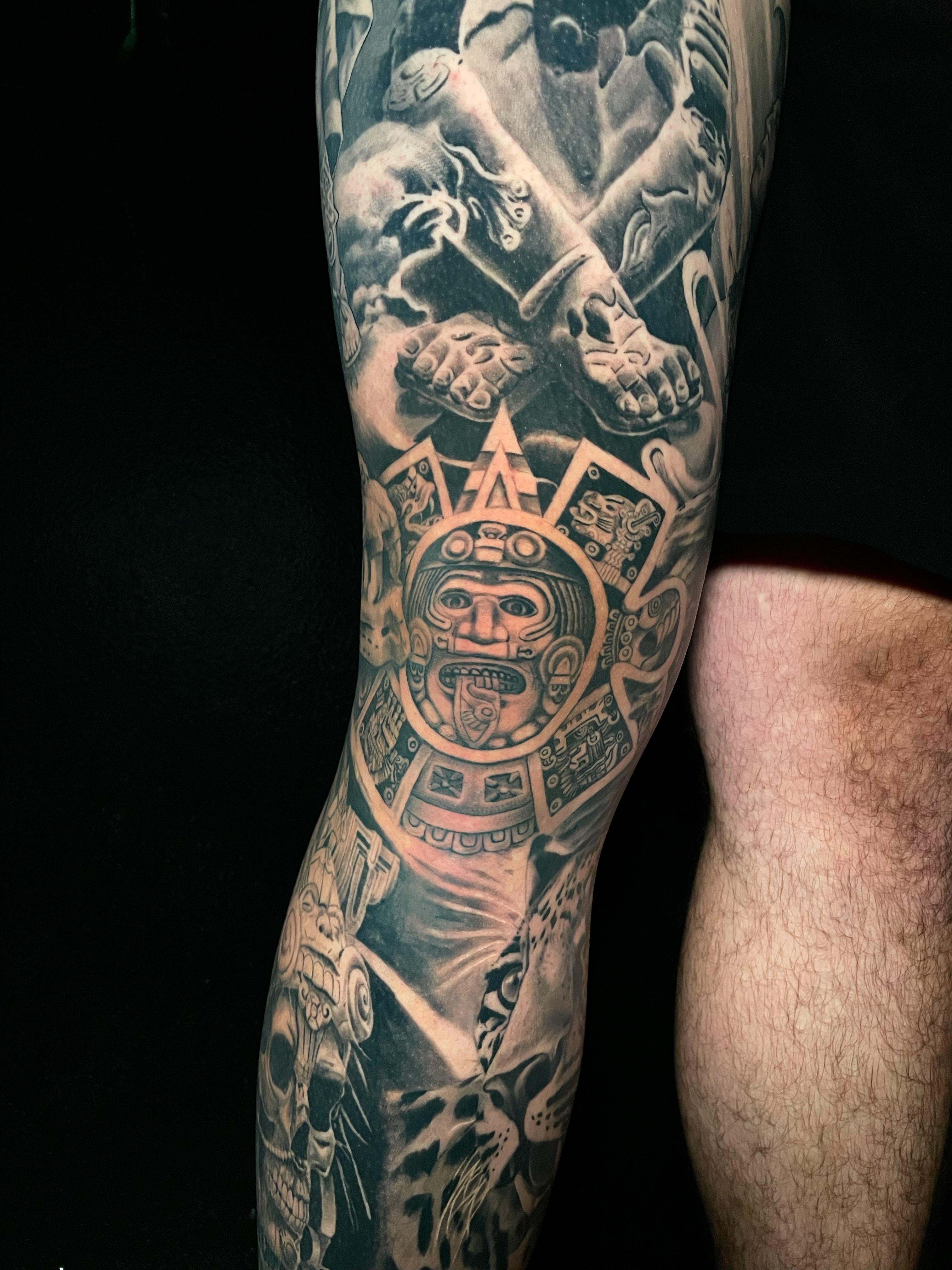 Ancient warrior realism tattoo on the forearm by Alex Ortiz