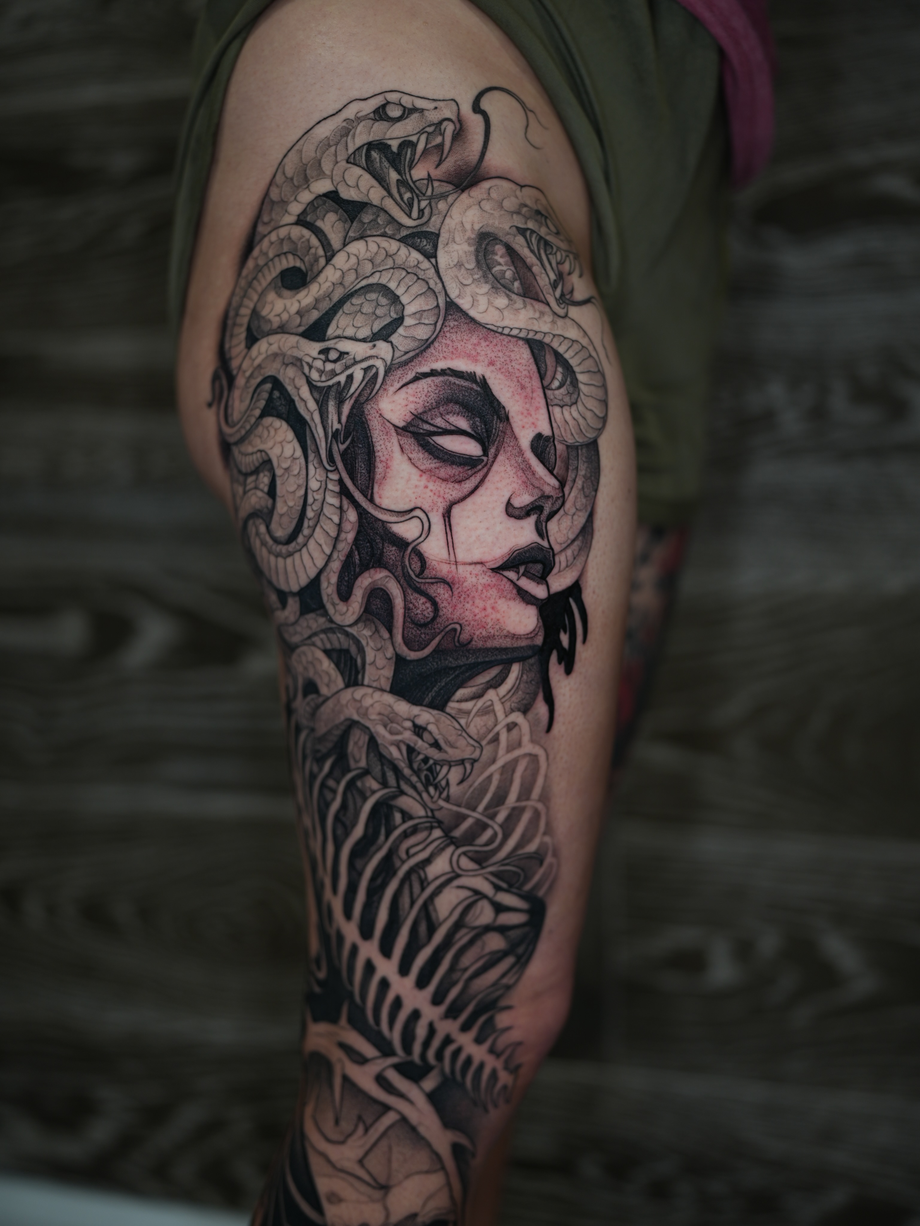 Medusa realism tattoo on the forearm by Ink Warden  Tattoo