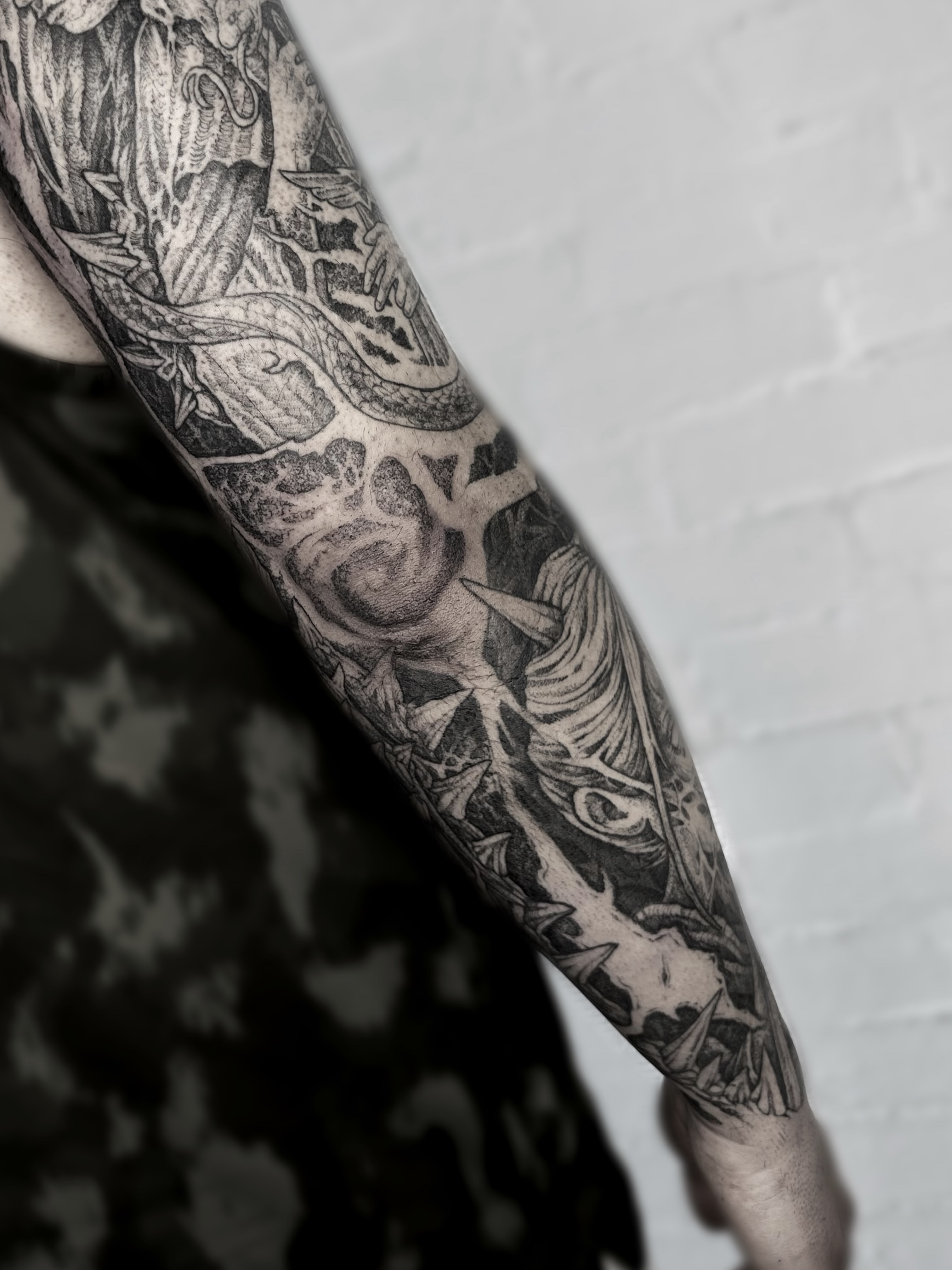 Tattoo by @panyvinoo — black_and_grey, dotwork