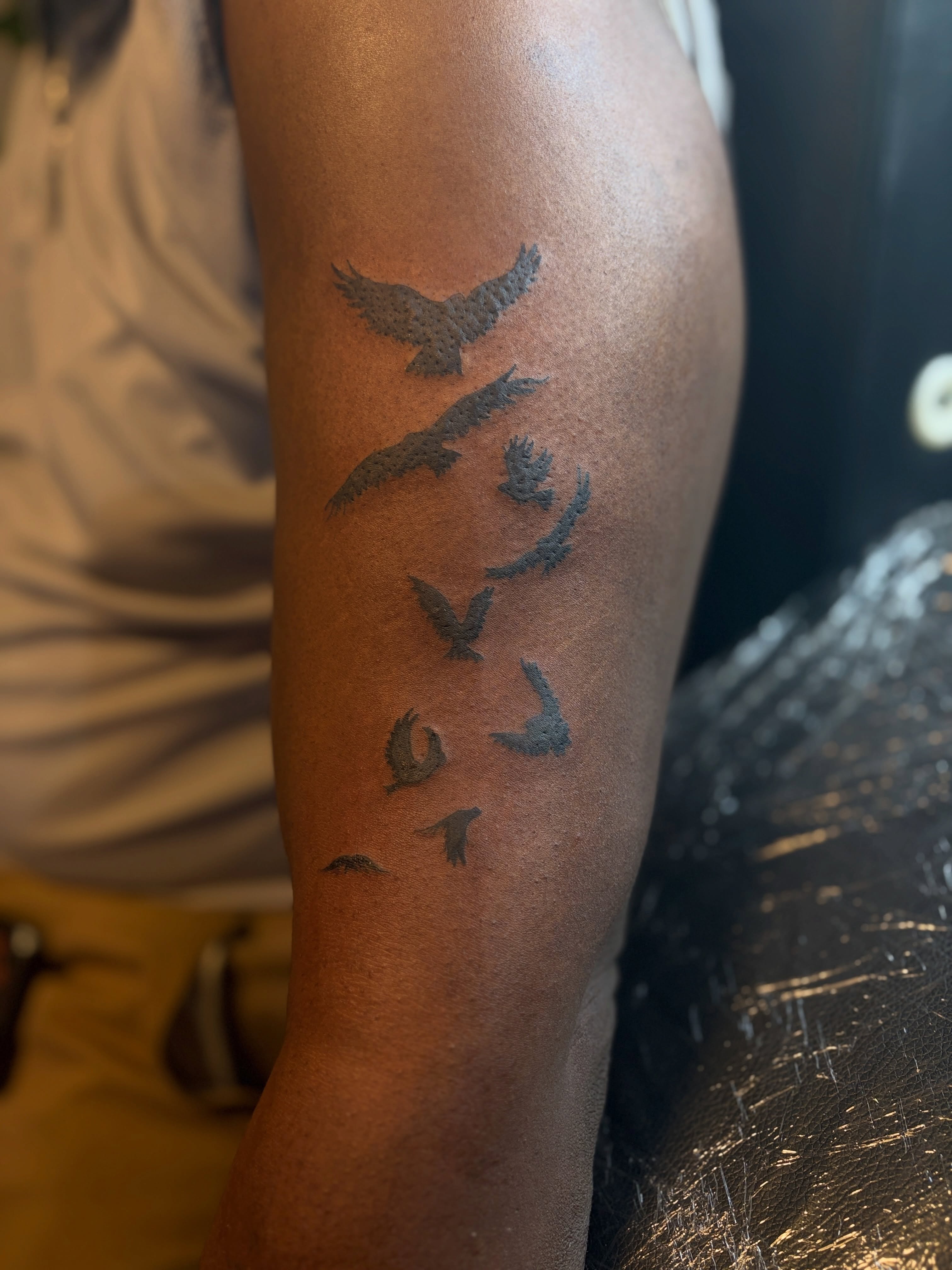 Birds dotwork tattoo on the forearm by Khemar InspiredByLife 🇯🇲