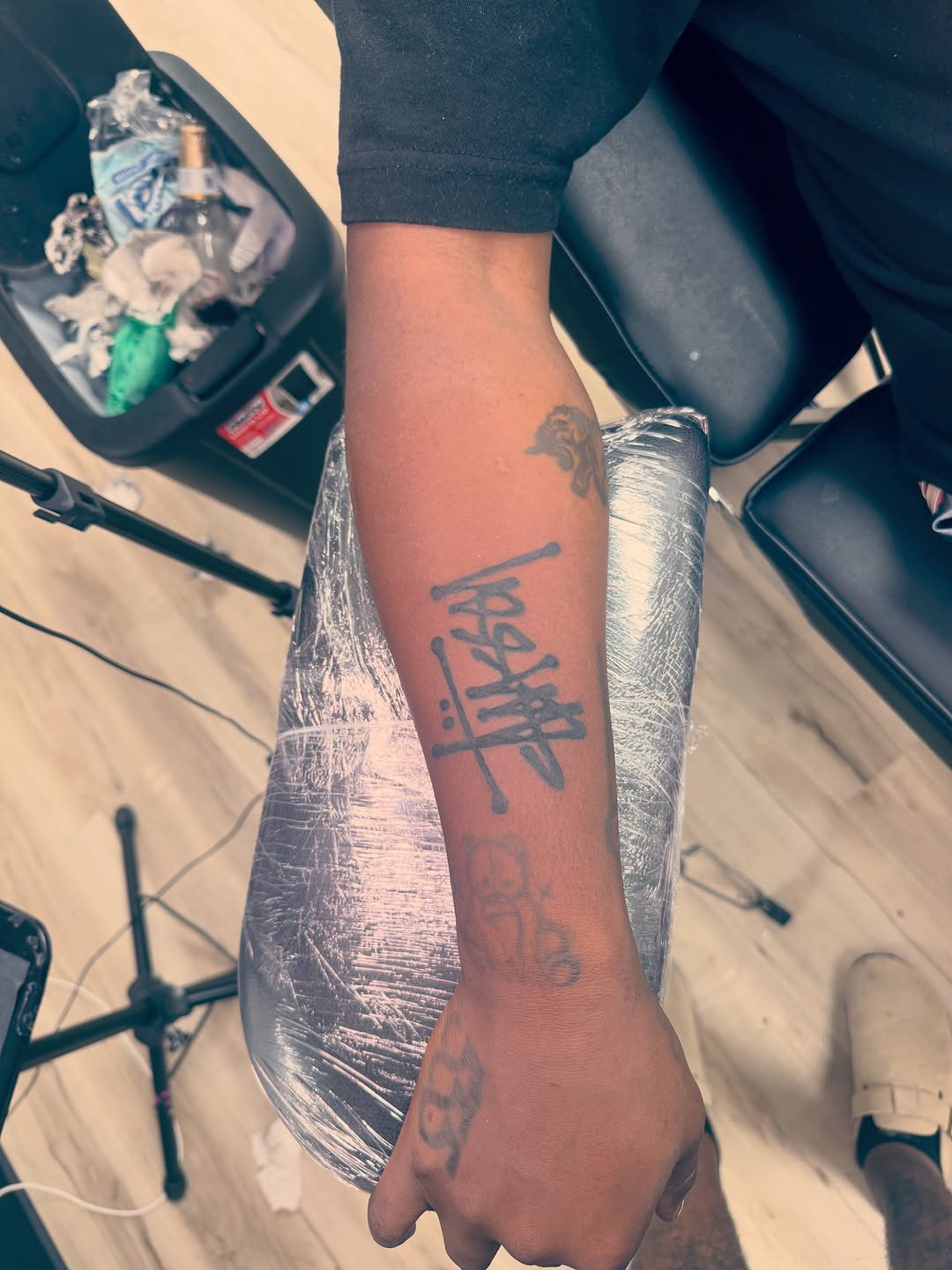 Tattoo by @vrstattoo — lettering_script, blackwork