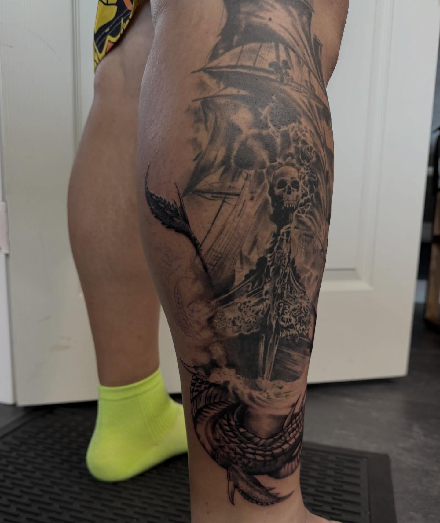 Tattoo by @whip_spurstattoo — black_and_grey, realism