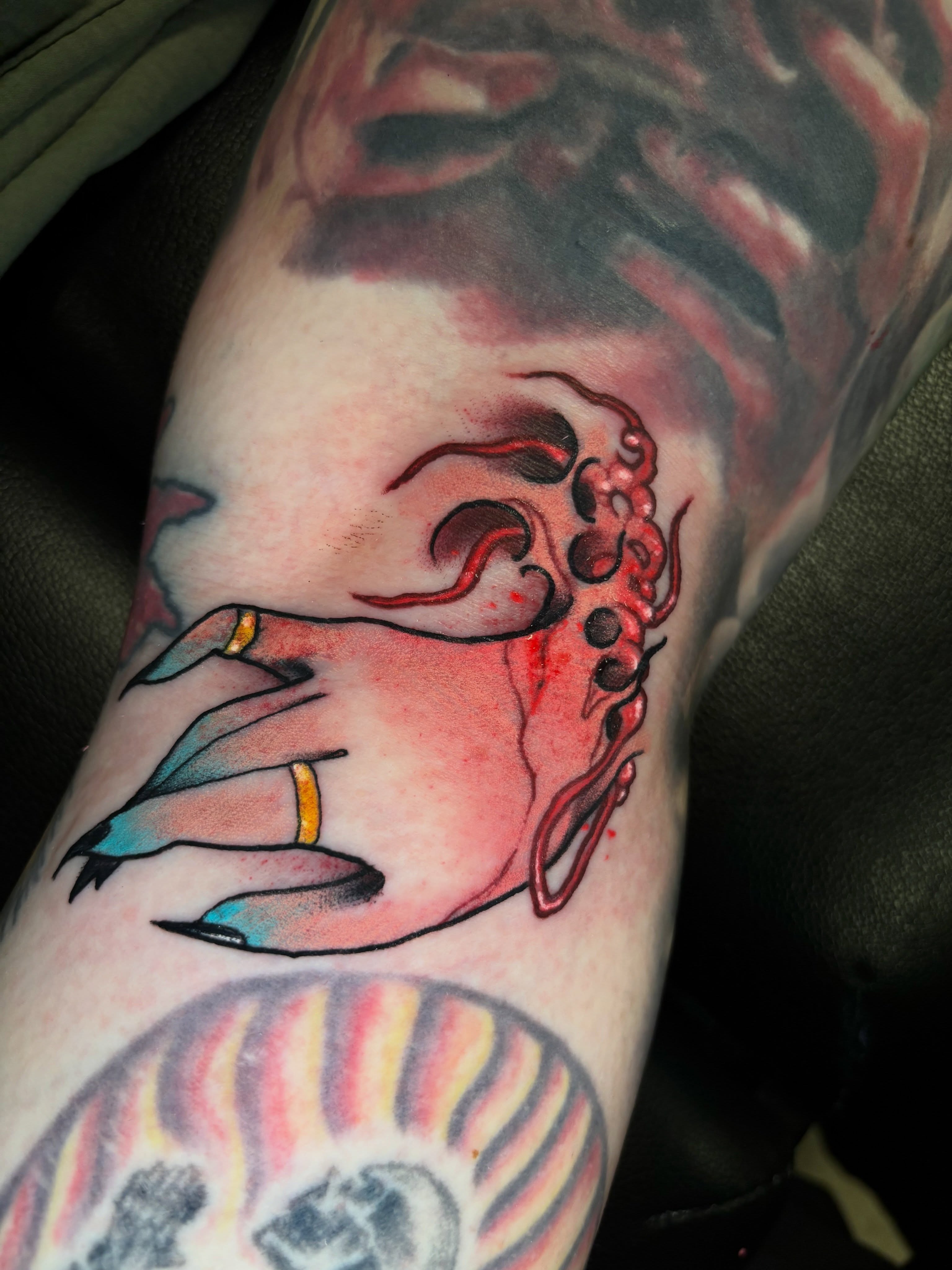 Octopus American traditional tattoo on the forearm by Matt Stolzenburg