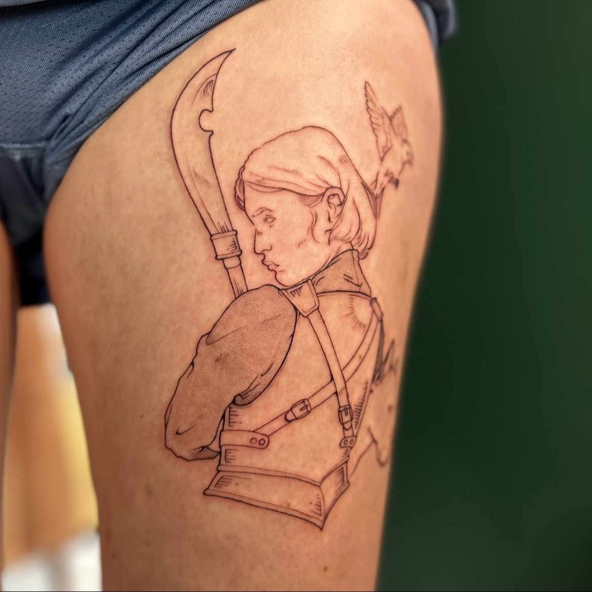 Tattoo by @crownandcrowtattoo — black_and_grey