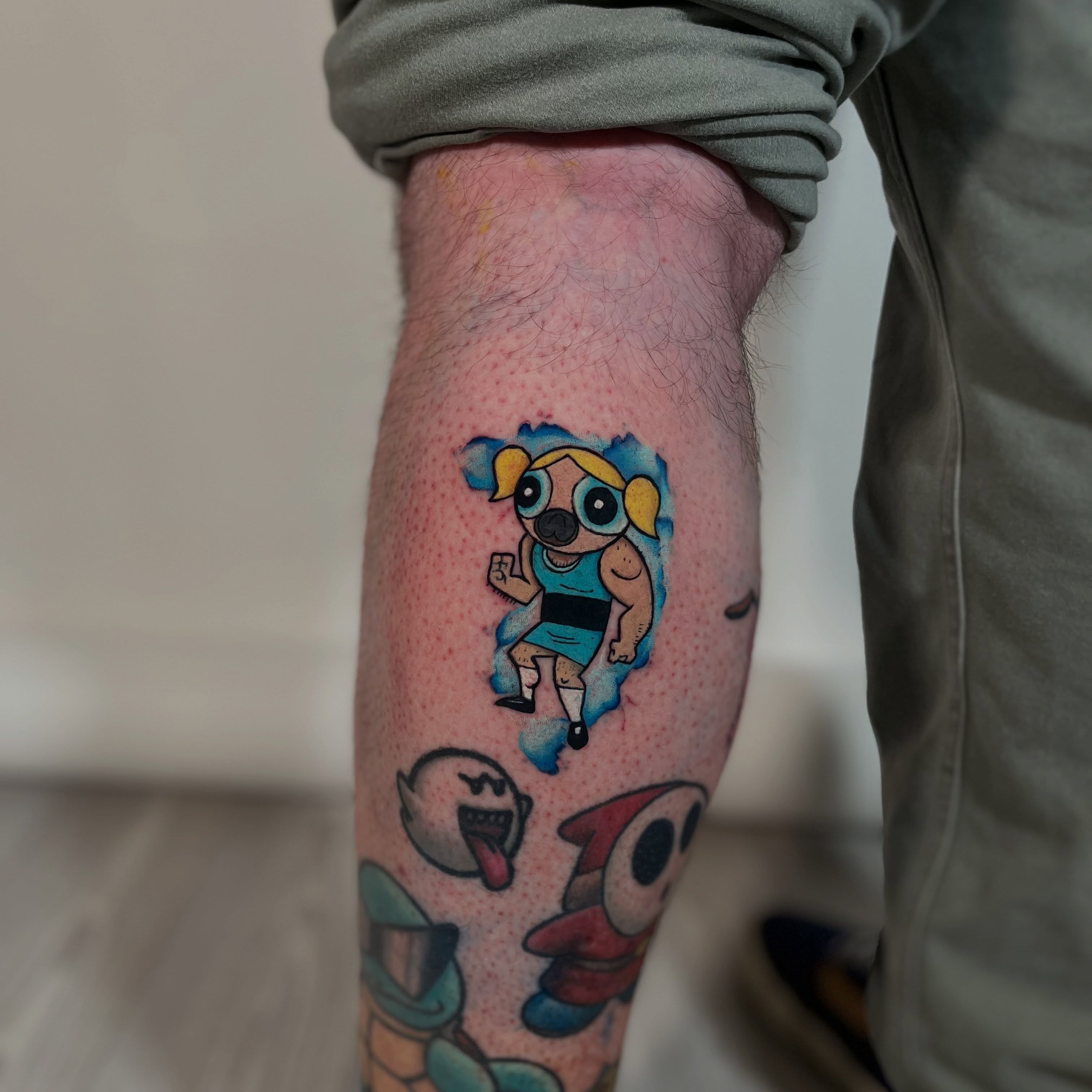 Anime character dotwork tattoo on the forearm by Kevin Tron