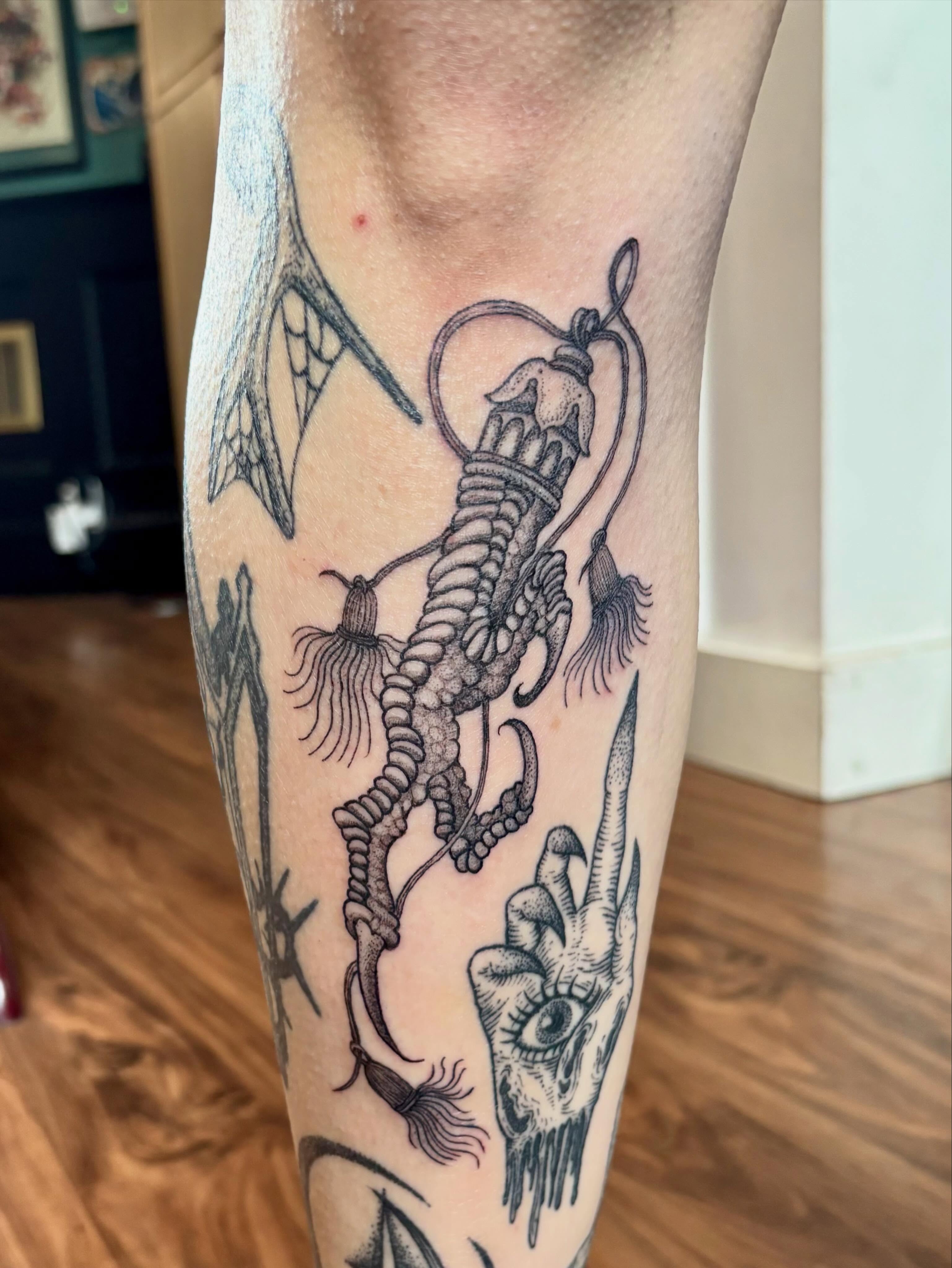 Tattoo by @softcorehorror — black_and_grey