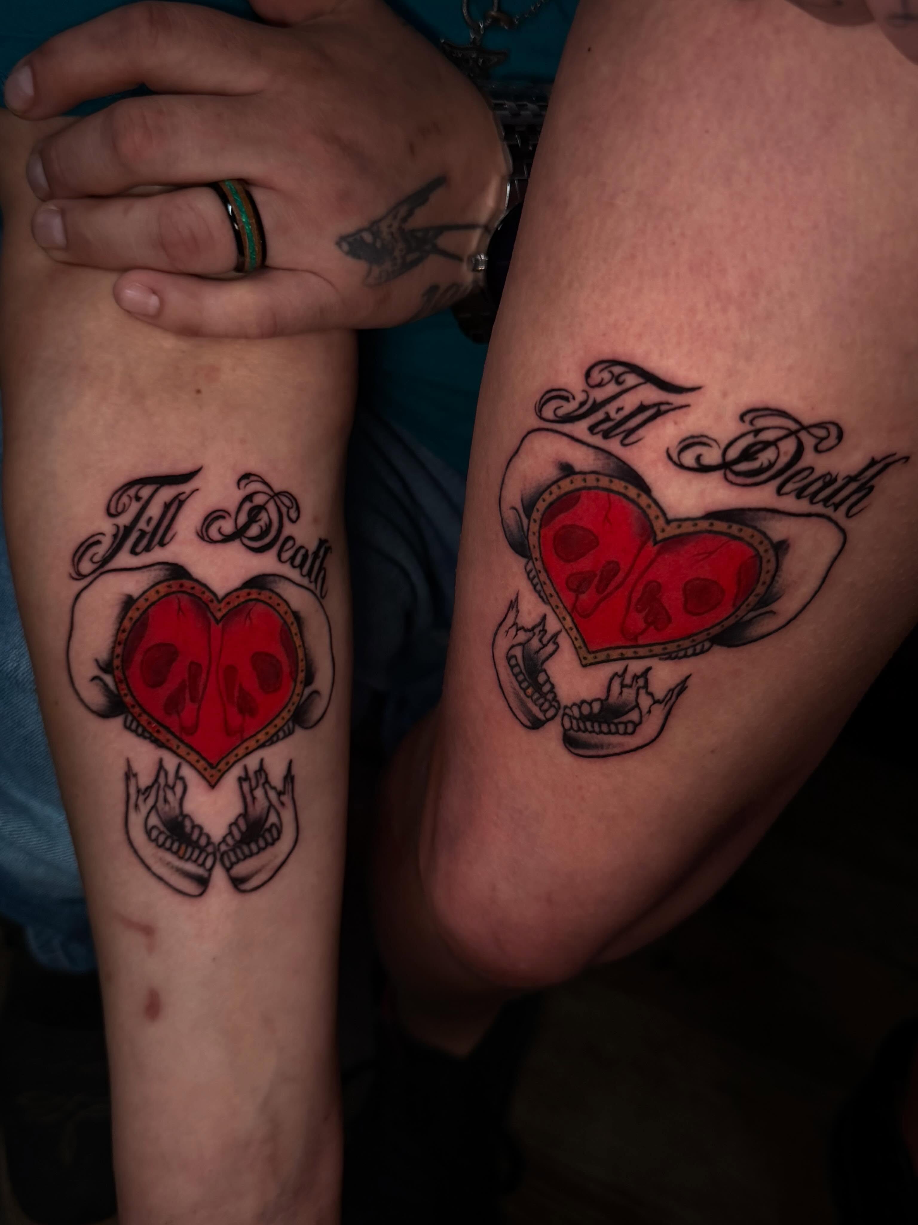Heart American traditional tattoo on the forearm by Lydia