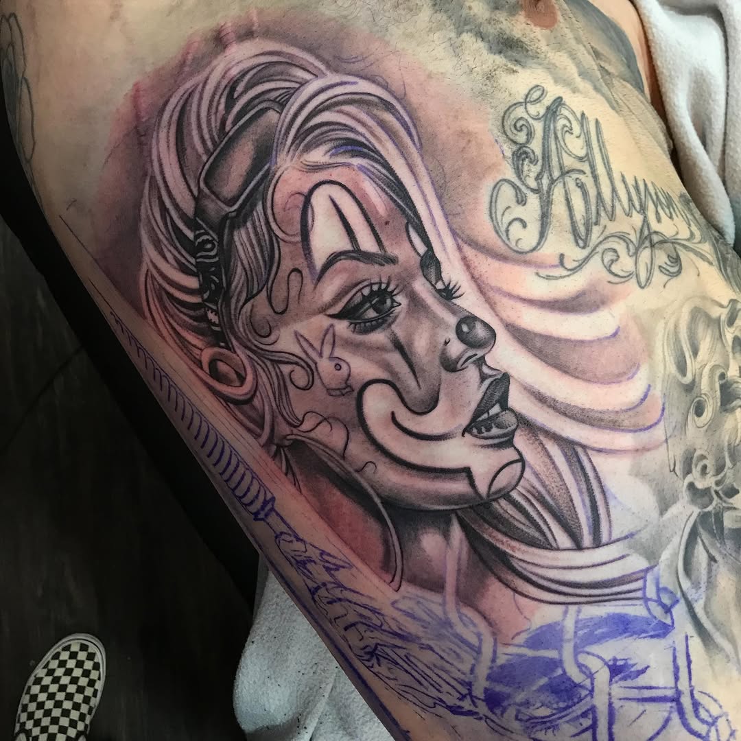 Tattoo by @cv__tattoo — chicano, black_and_grey
