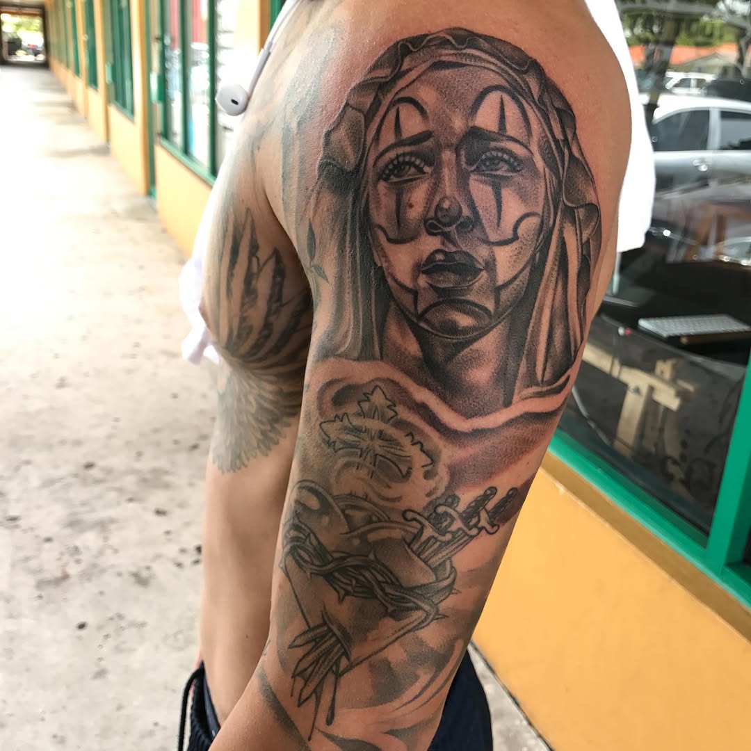 Tattoo by @cv__tattoo — chicano, black_and_grey