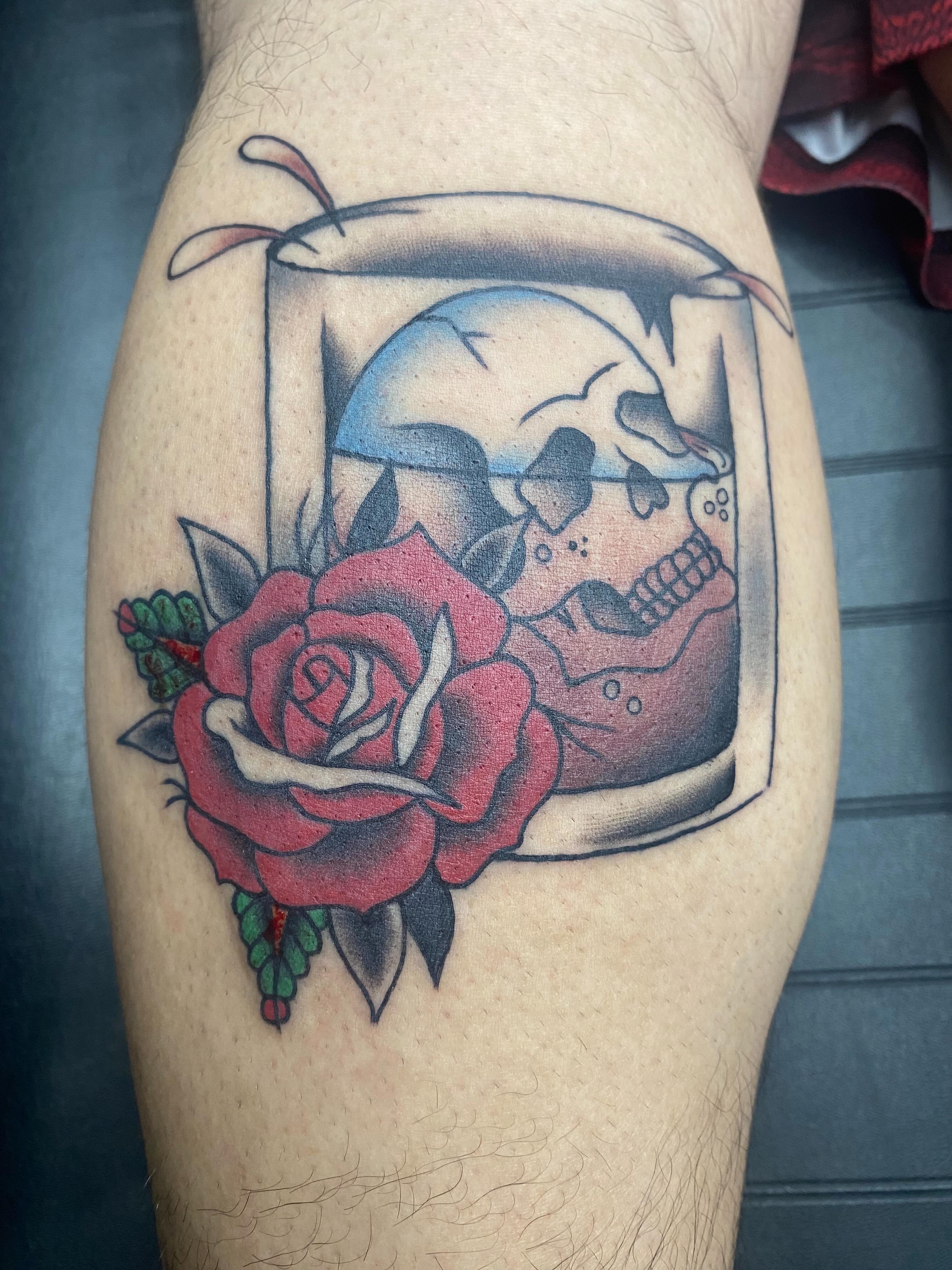 Tattoo by @mischiefinkparlor18 — american_traditional, black_and_grey