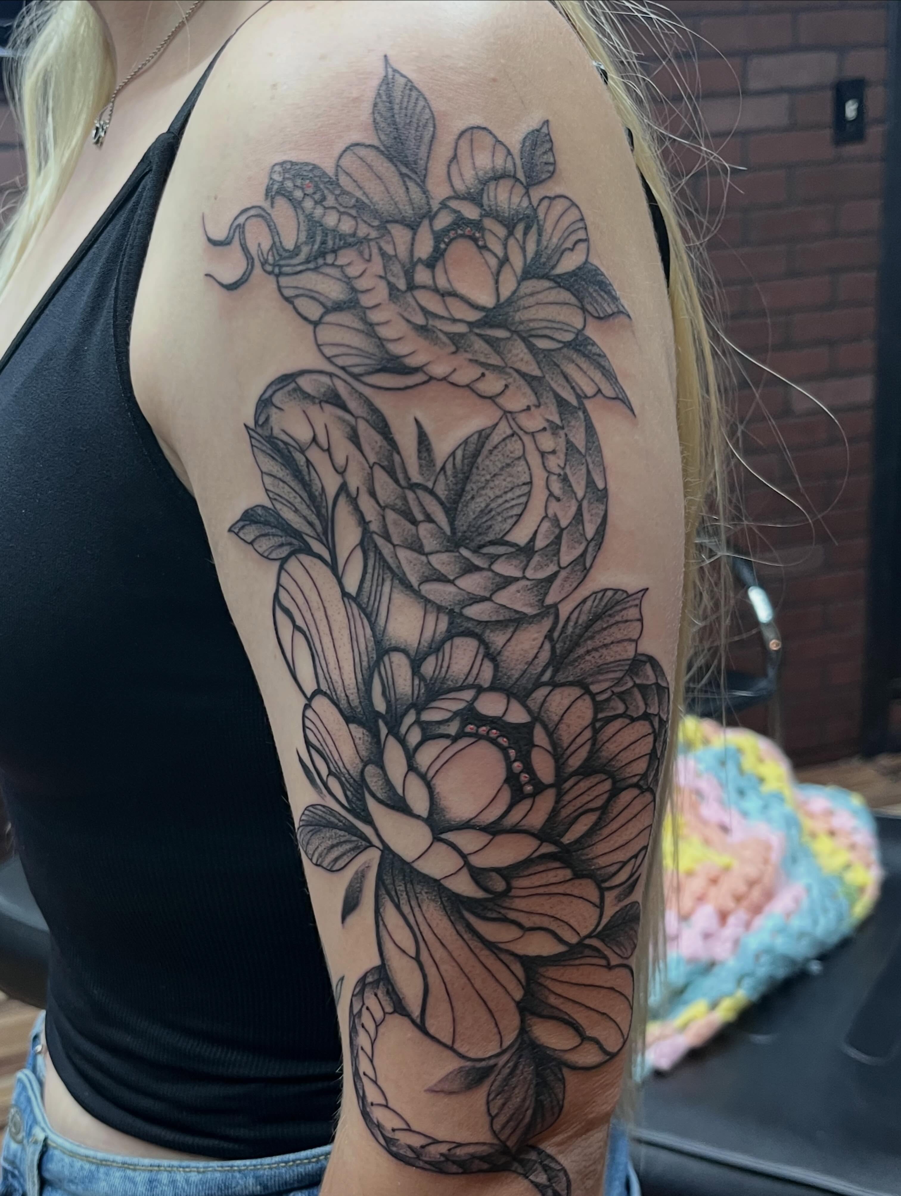 Tattoo by @mischiefinkparlor18 — black_and_grey