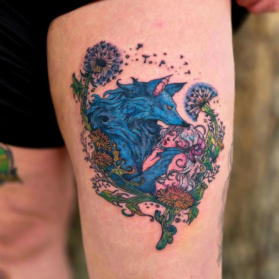 Tattoo by @junibugtat — illustrative, watercolor