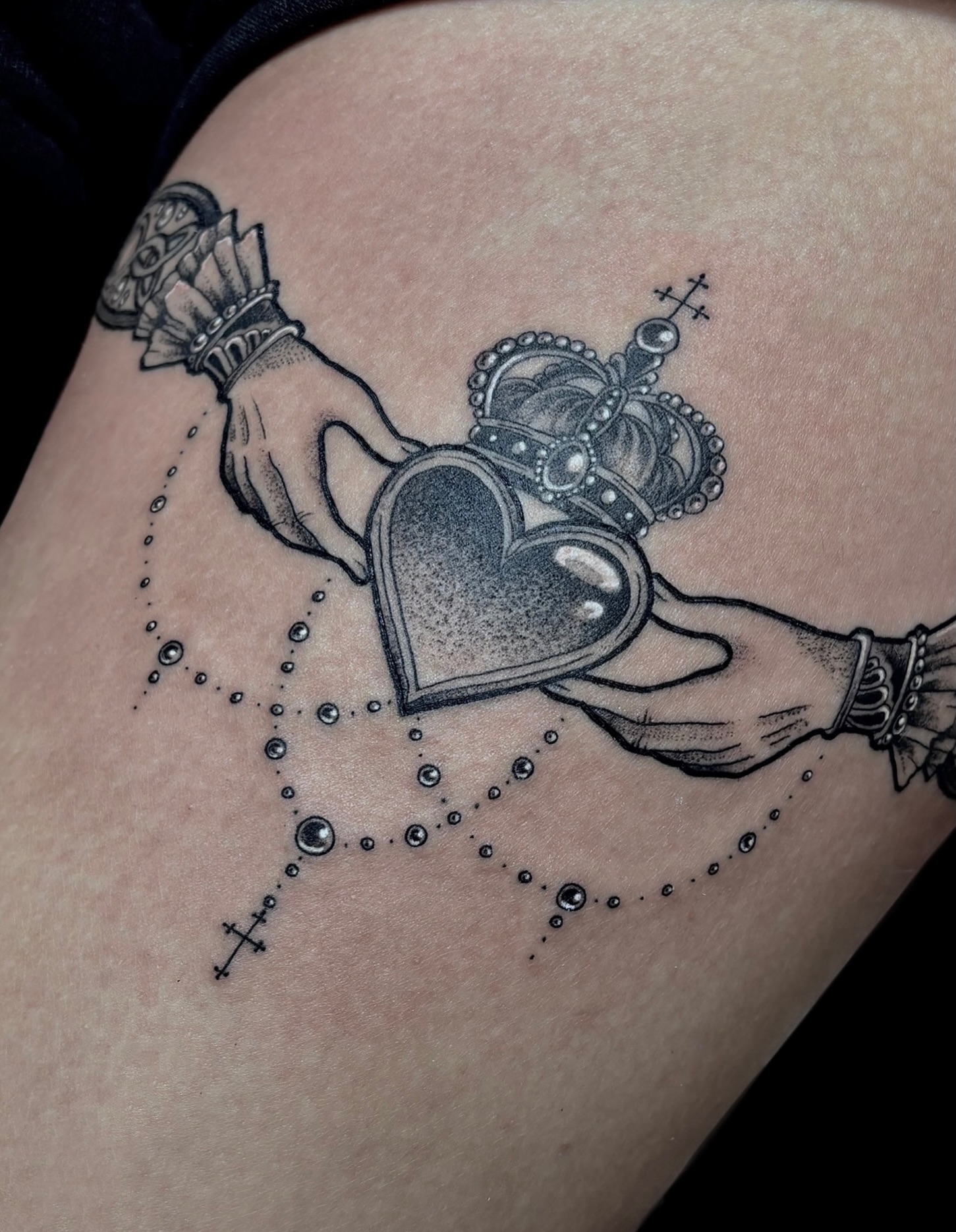 Tattoo by @katscratchtattooss — dotwork, black_and_grey