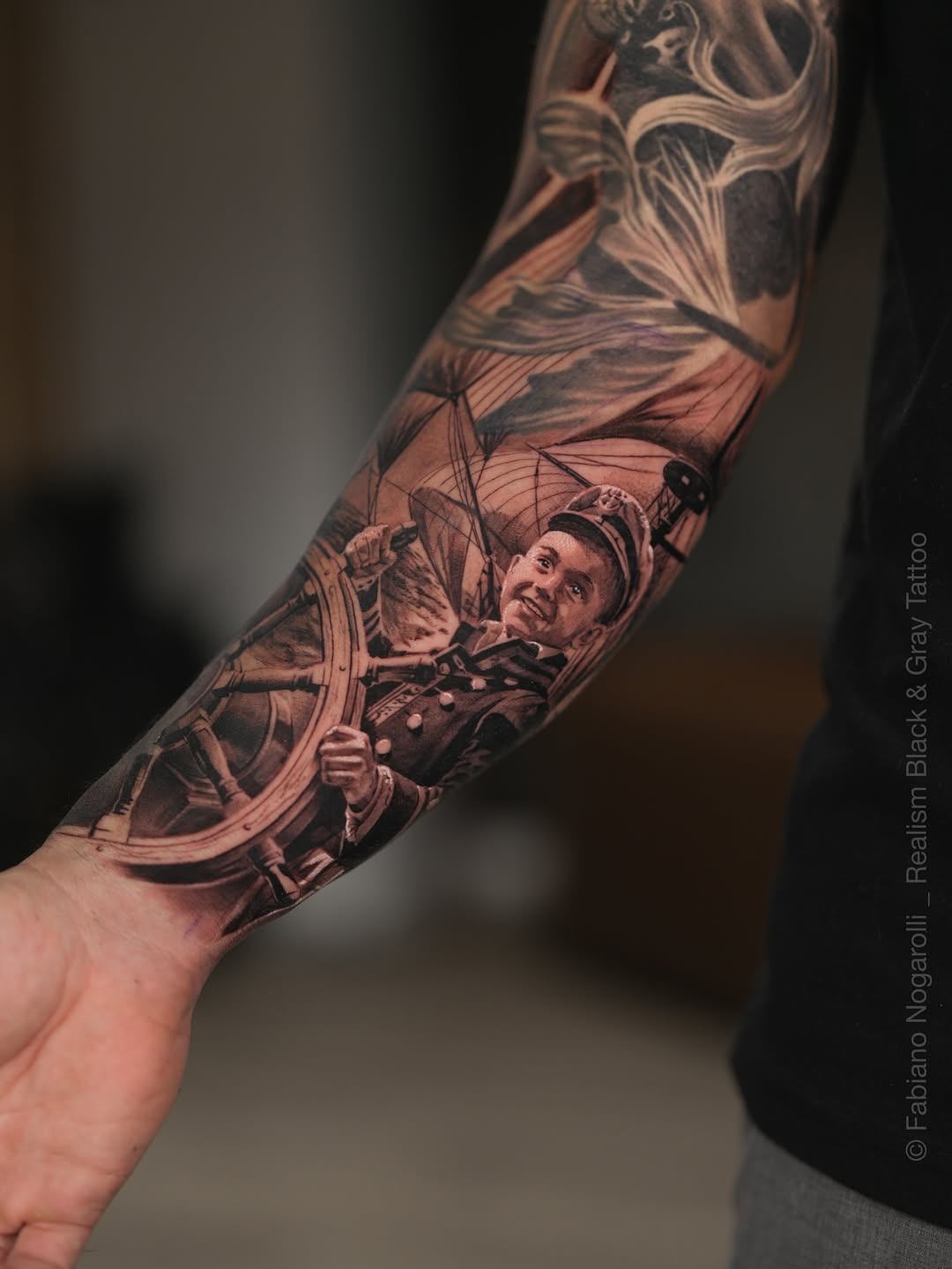 Tattoo by @nogarolli_tattoo — realism, black_and_grey