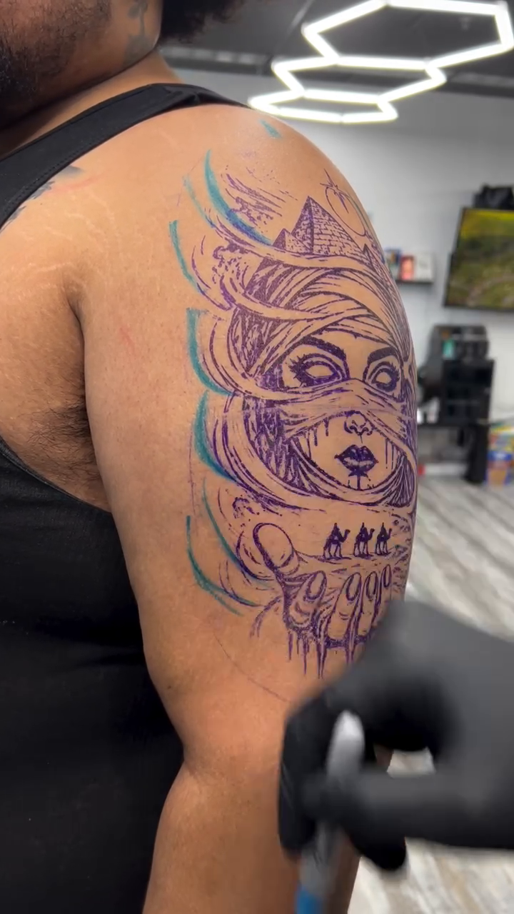 Tattoo by @groovyyinks — black_and_grey, realism