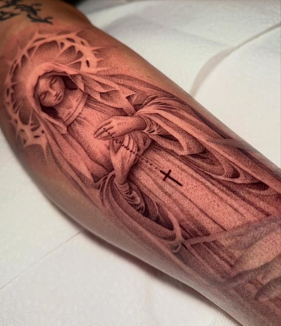 Tattoo by @dragonink.tattoos — dotwork, black_and_grey