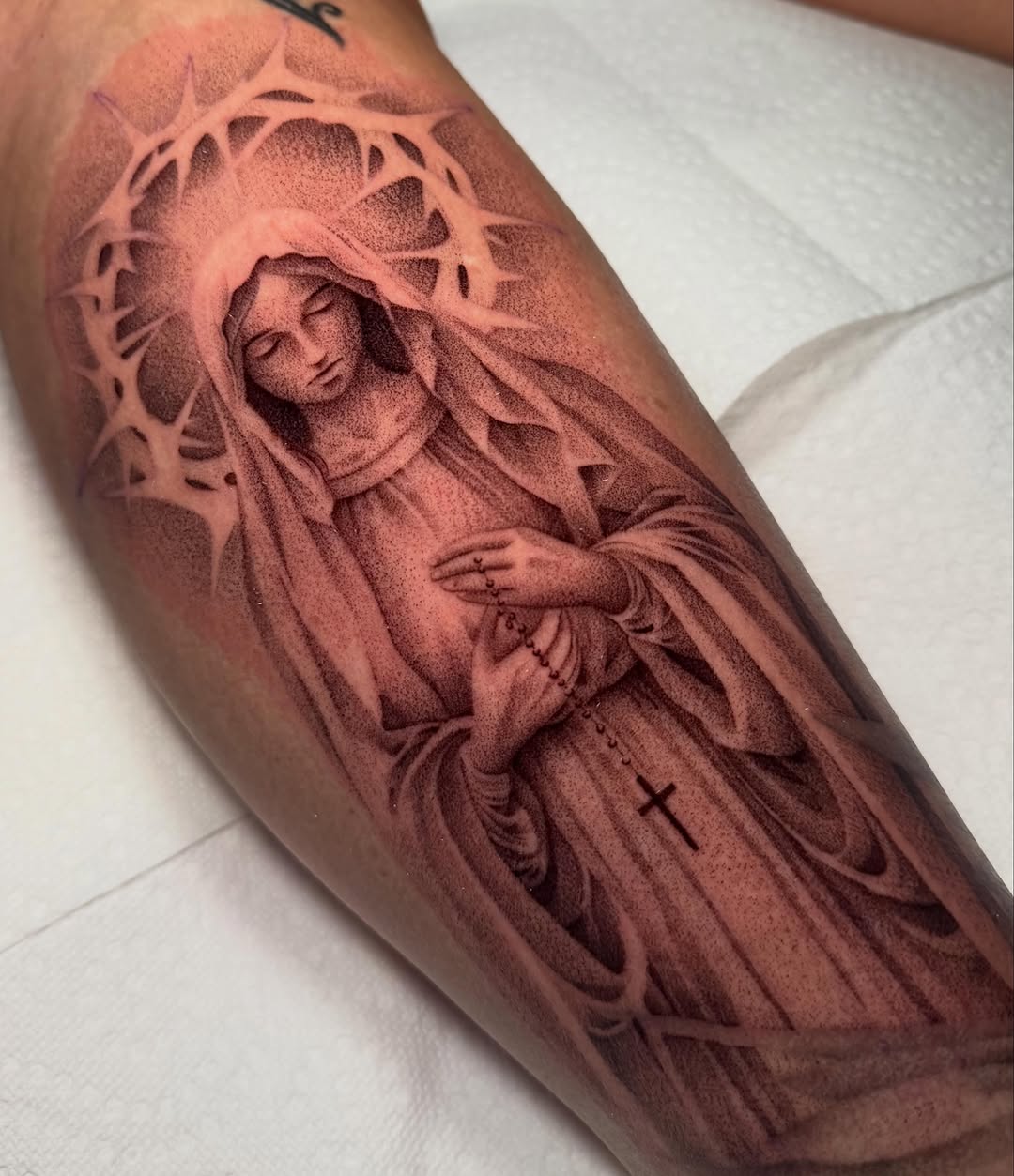 Tattoo by @dragonink.tattoos — dotwork, black_and_grey