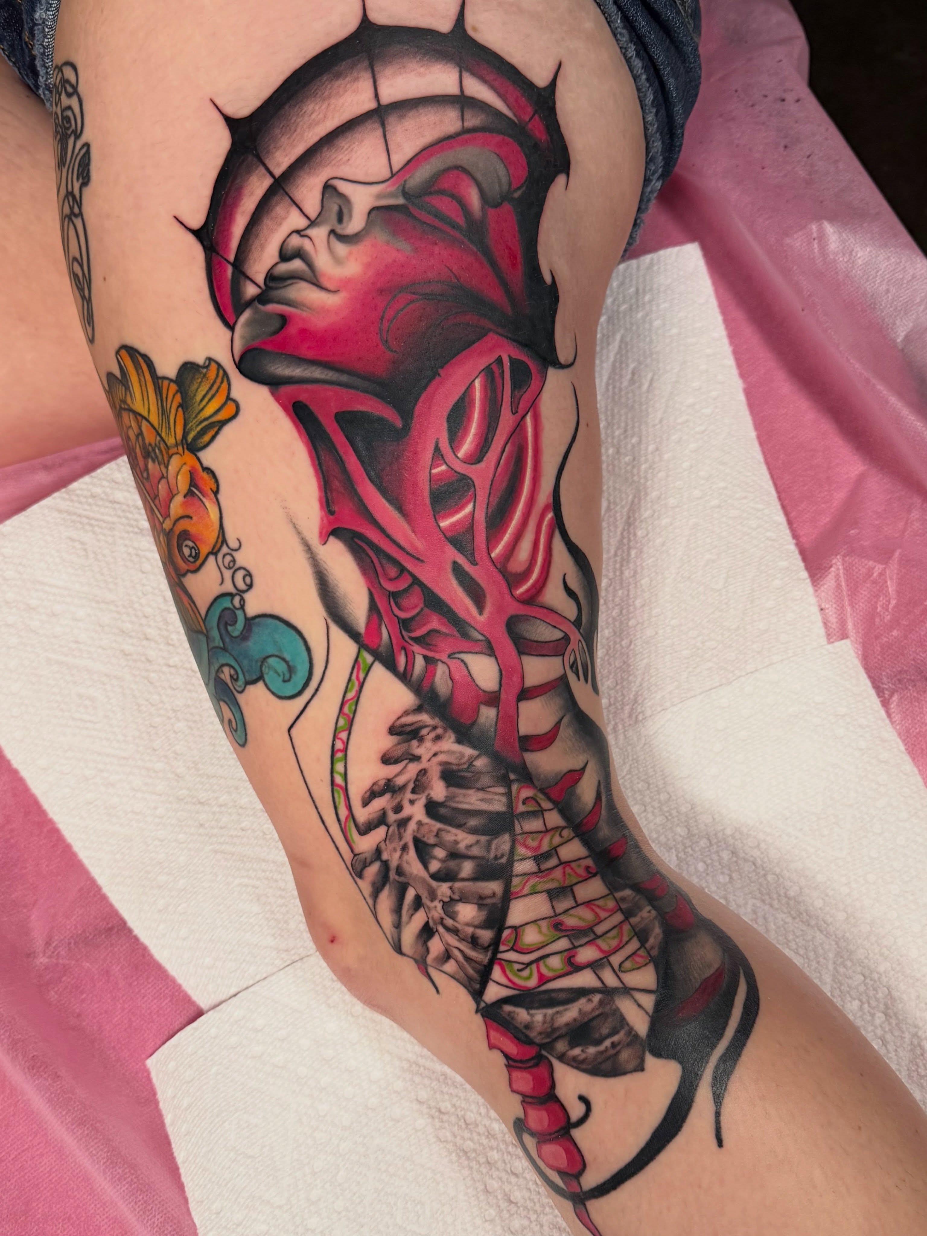 Tattoo by @melted_soul — dark_realism, trash_polka