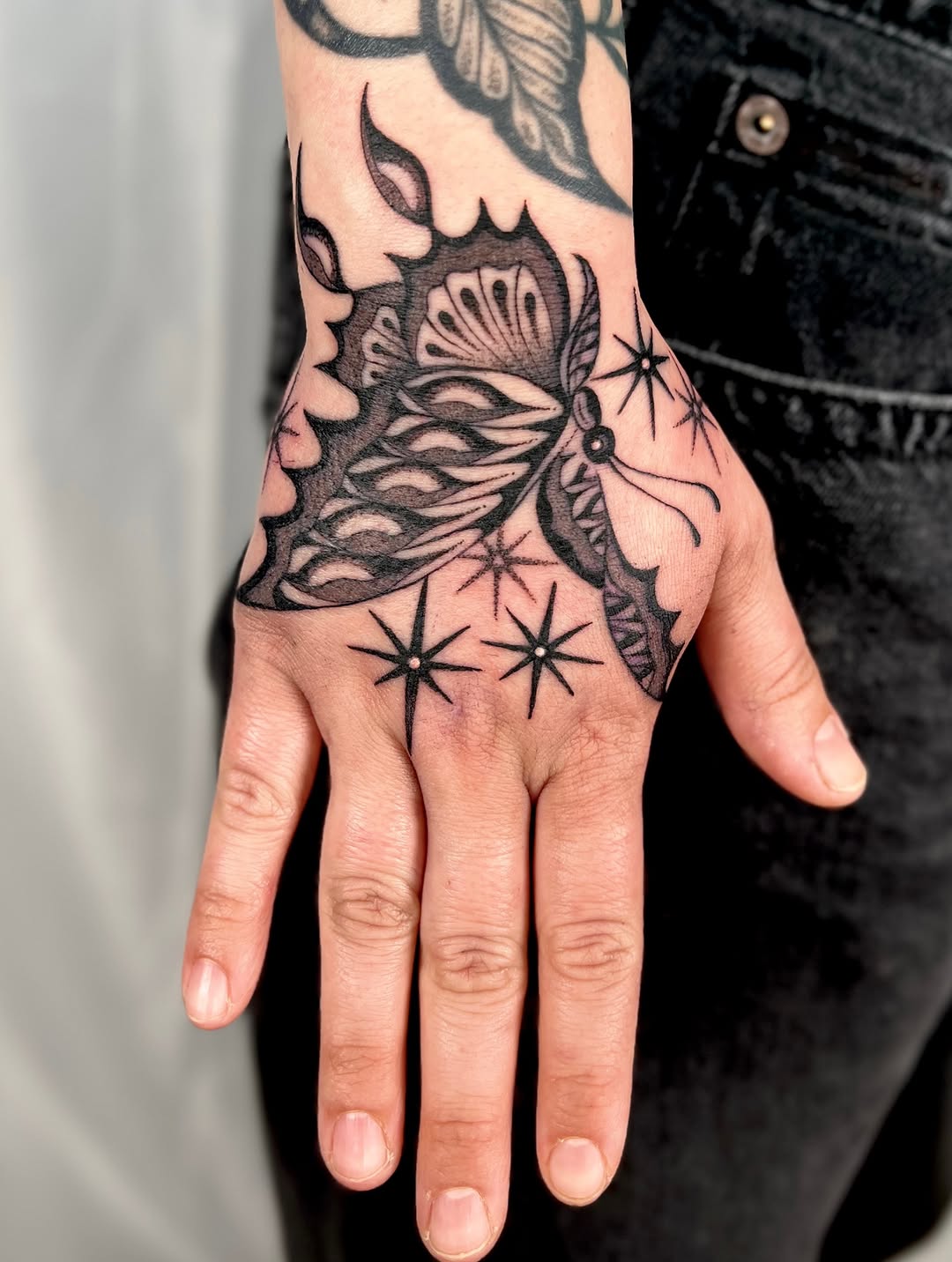 Tattoo by @katnoirink — black_and_grey, ornamental