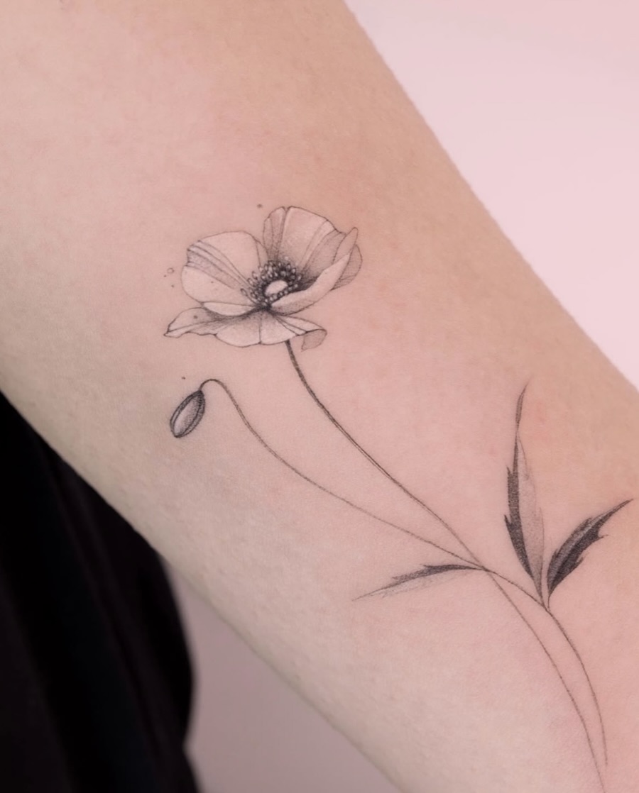 Tattoo by @tattooist_hea — fine_line, black_and_grey