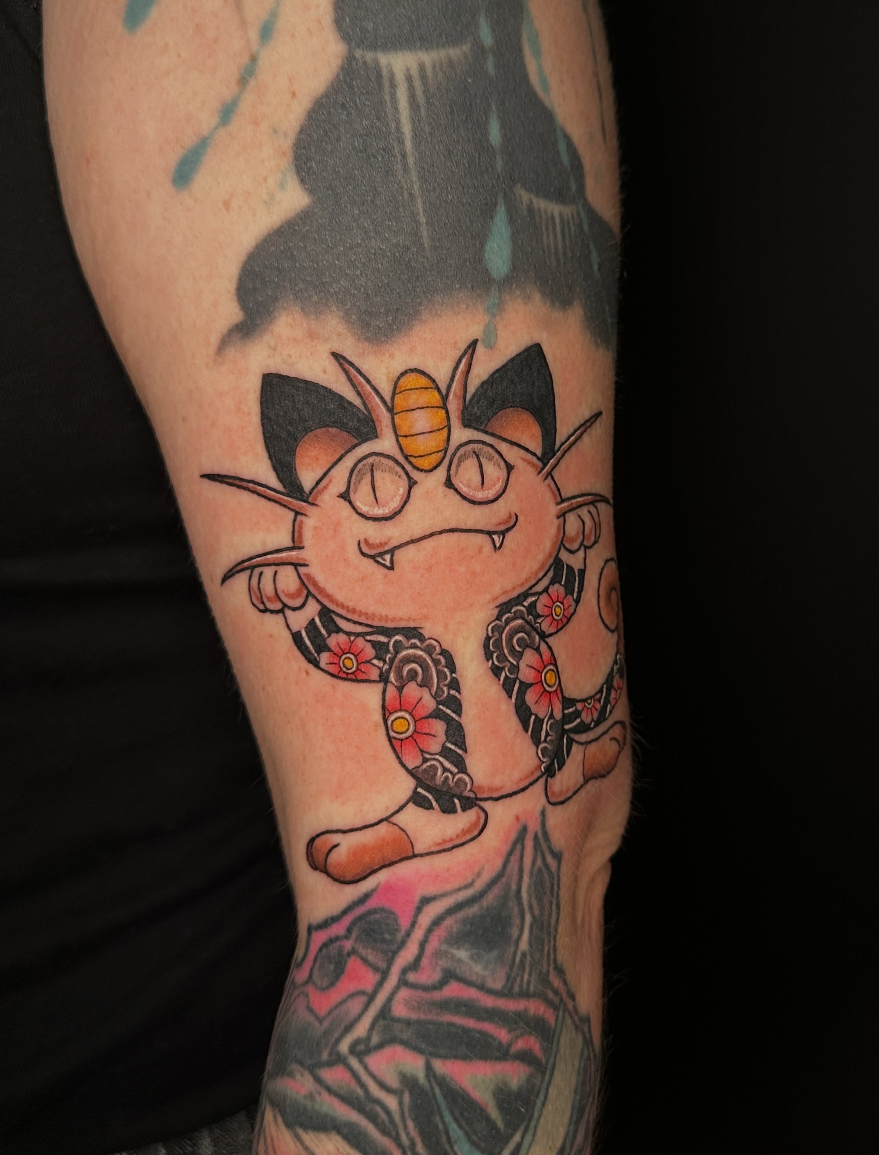 Cat American traditional tattoo on the forearm by ⊹₊⟡⋆ 𝕵𝖔𝖎𝖊 ⊹₊⟡⋆