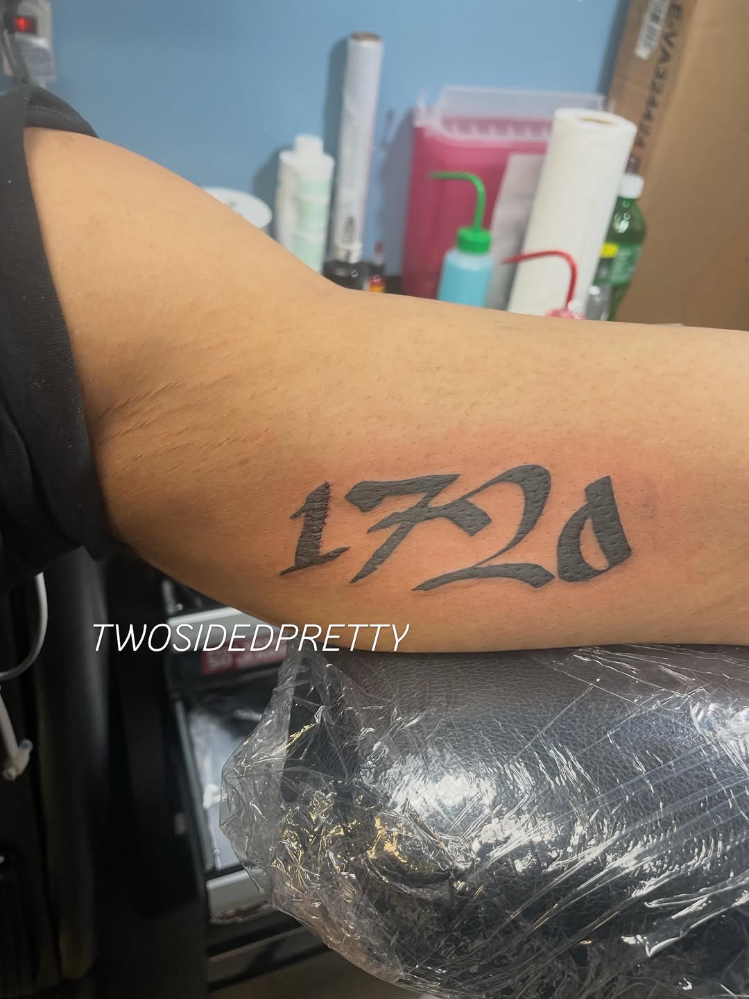 Numbers 1720 tattoo on the forearm by @twosidedpretty