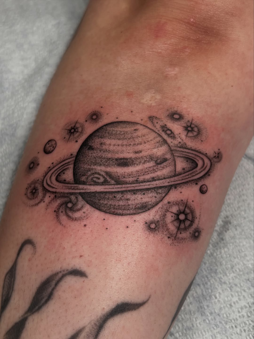 Tattoo by @maplestattoo — black_and_grey, dotwork