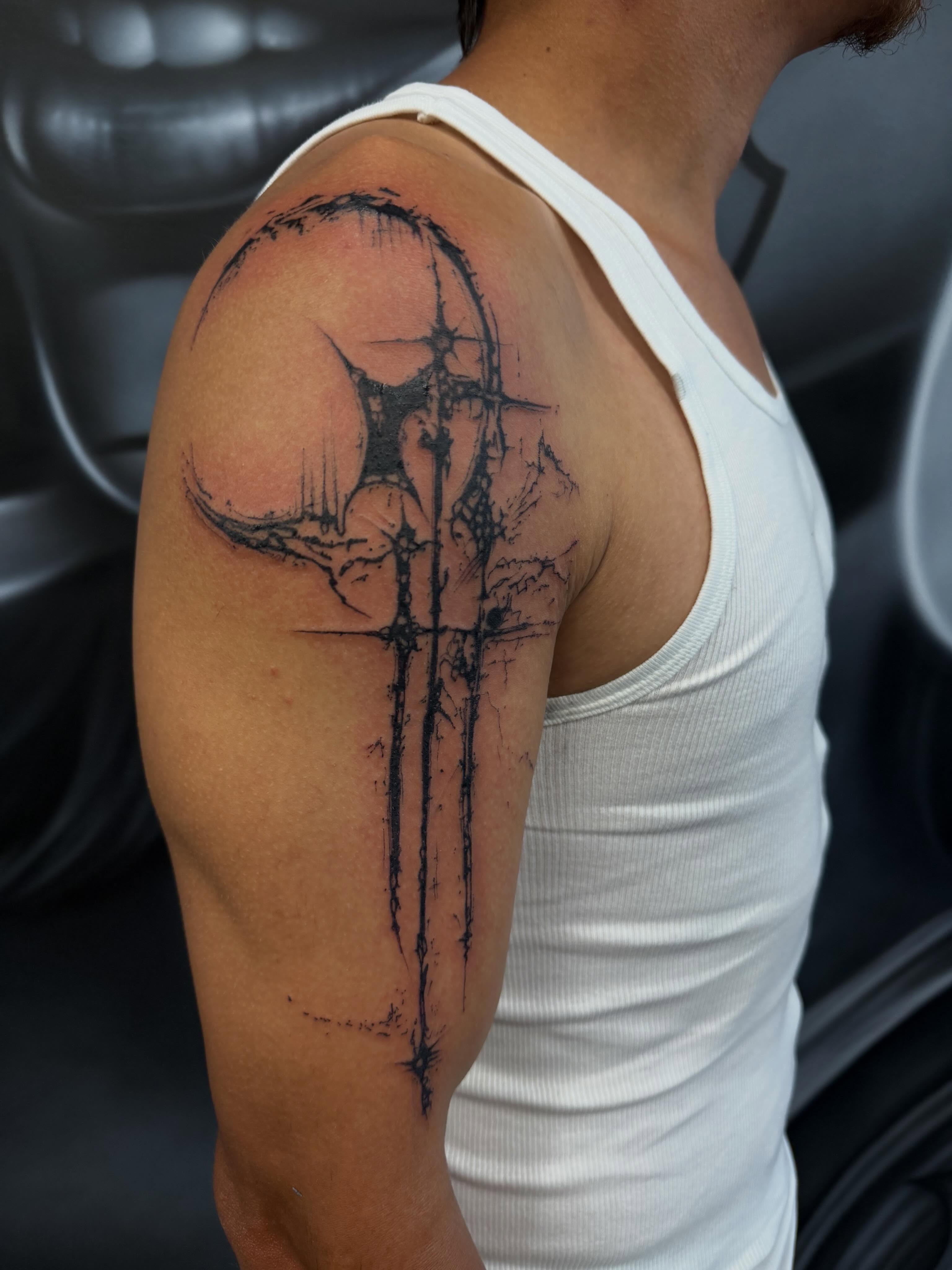 Tattoo by @bonnie_tatt2oos — blackwork, trash_polka