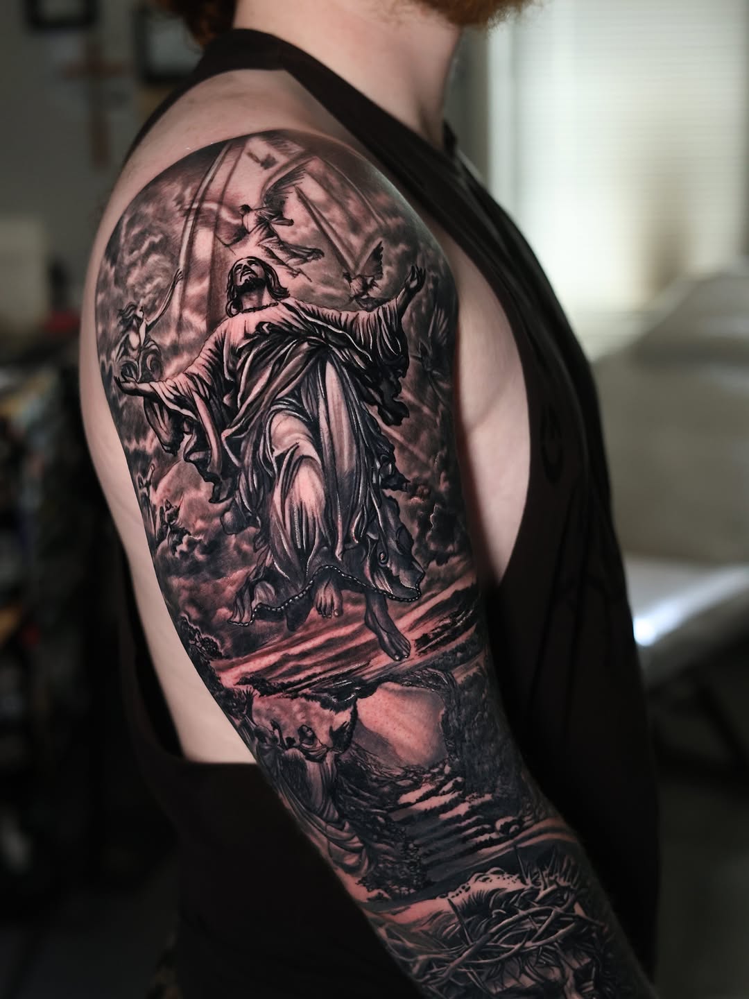 Realism tattoo on the shoulder by Insight Ink Tattoo