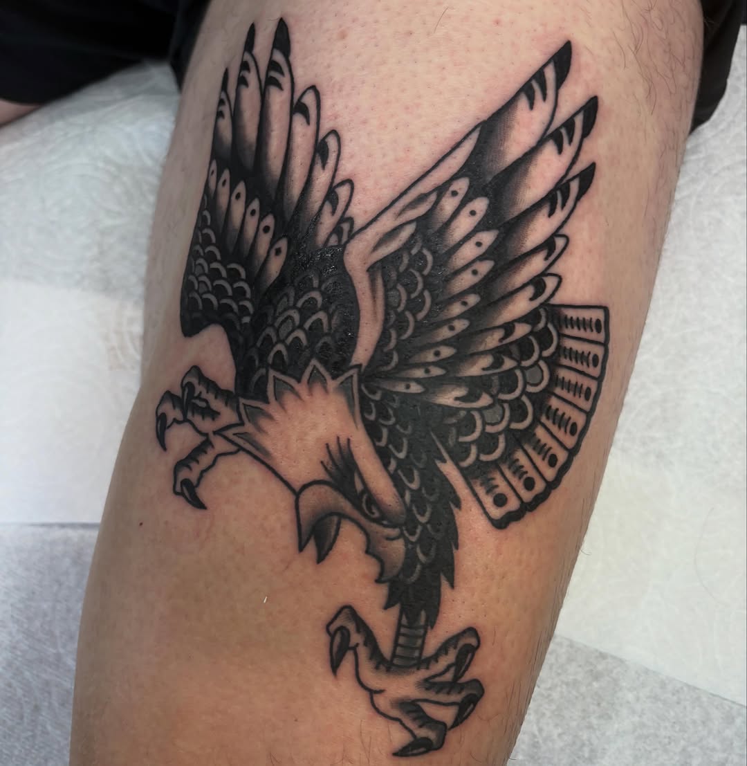 Tattoo by @lindseycvtattoo — american_traditional, black_and_grey