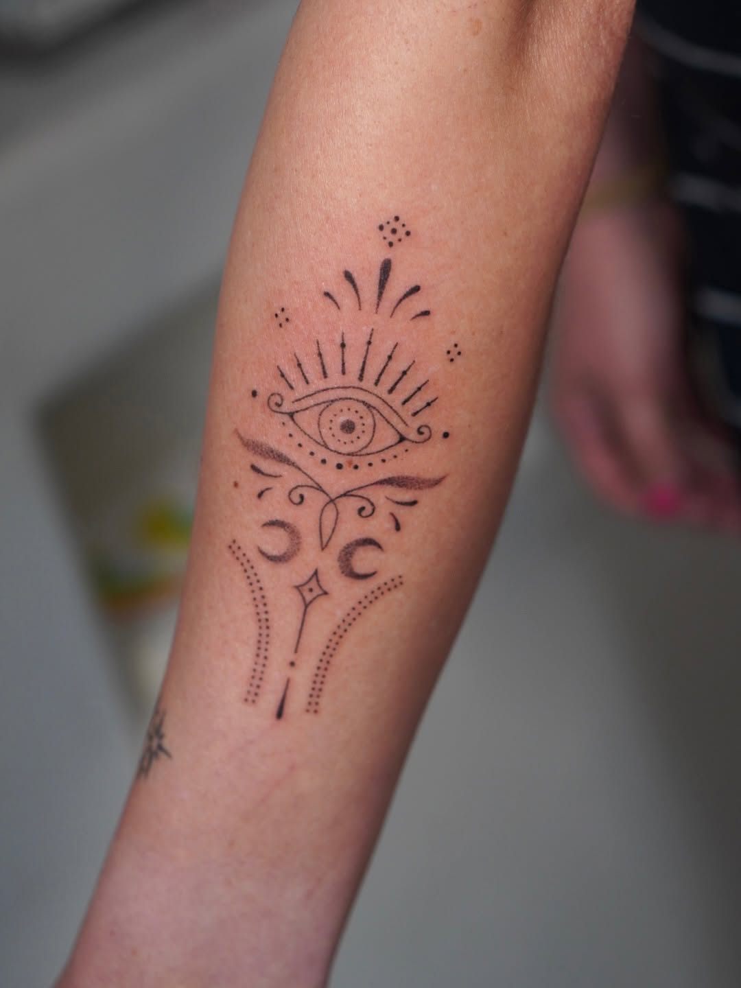 Tattoo by @poeticpokes — fine_line, dotwork