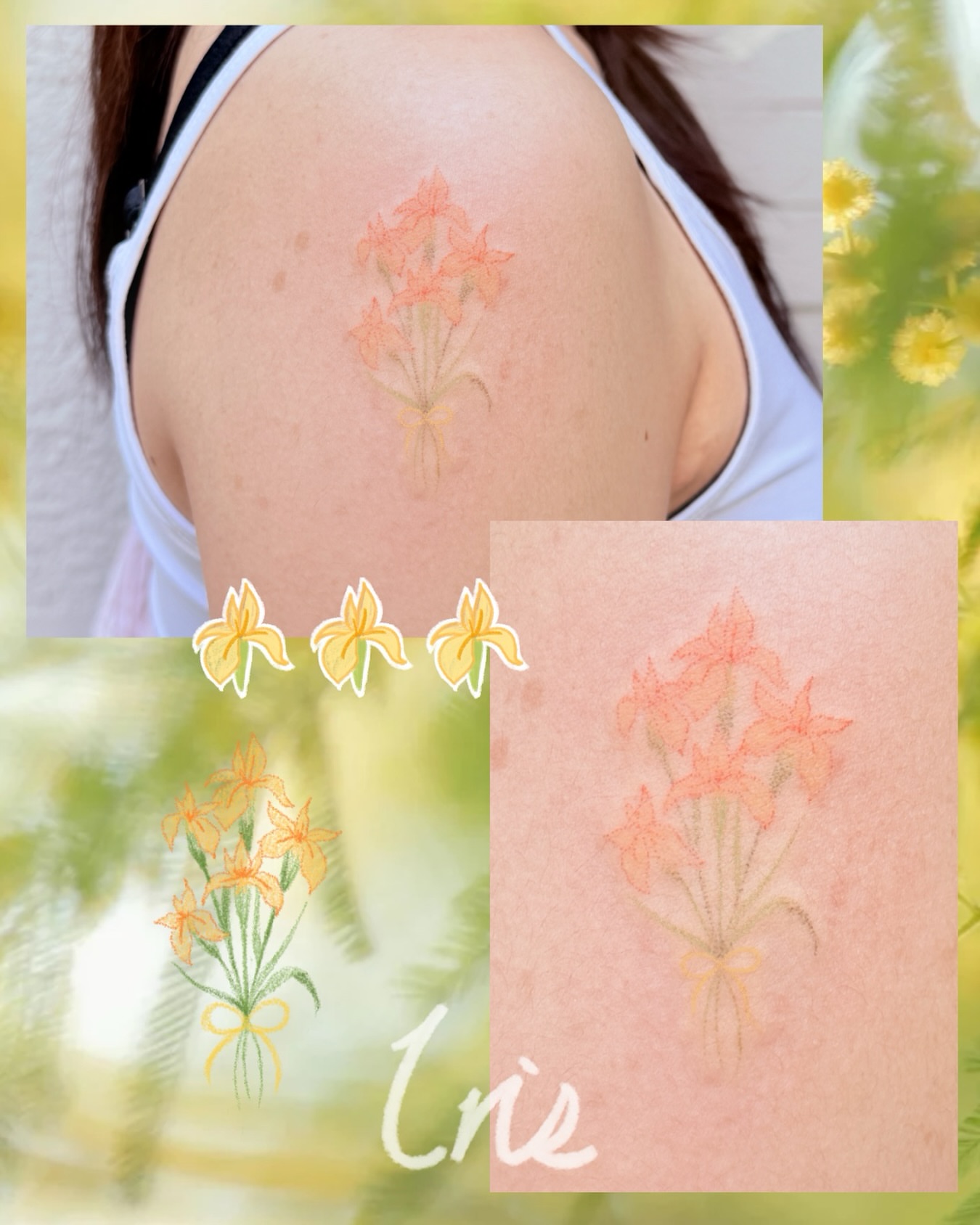 Daffodils dotwork tattoo on the shoulder by ❆소땀타투_클로버타투