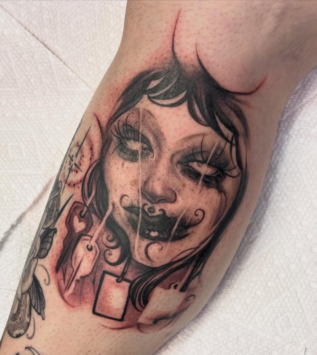 Tattoo by @storm_stimson — dark_realism, black_and_grey